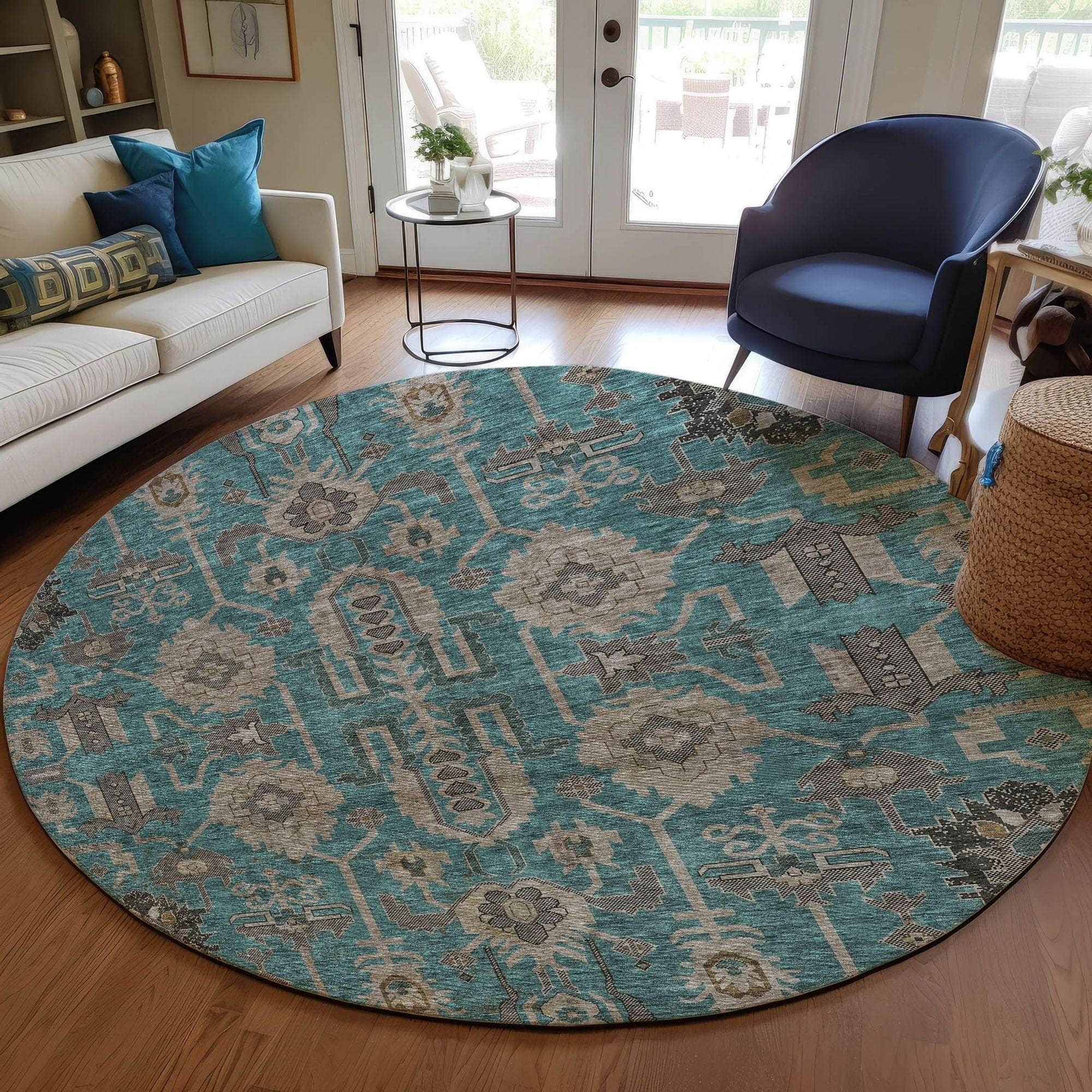 Machine Made ACN697 Teal  Rugs #color_teal 