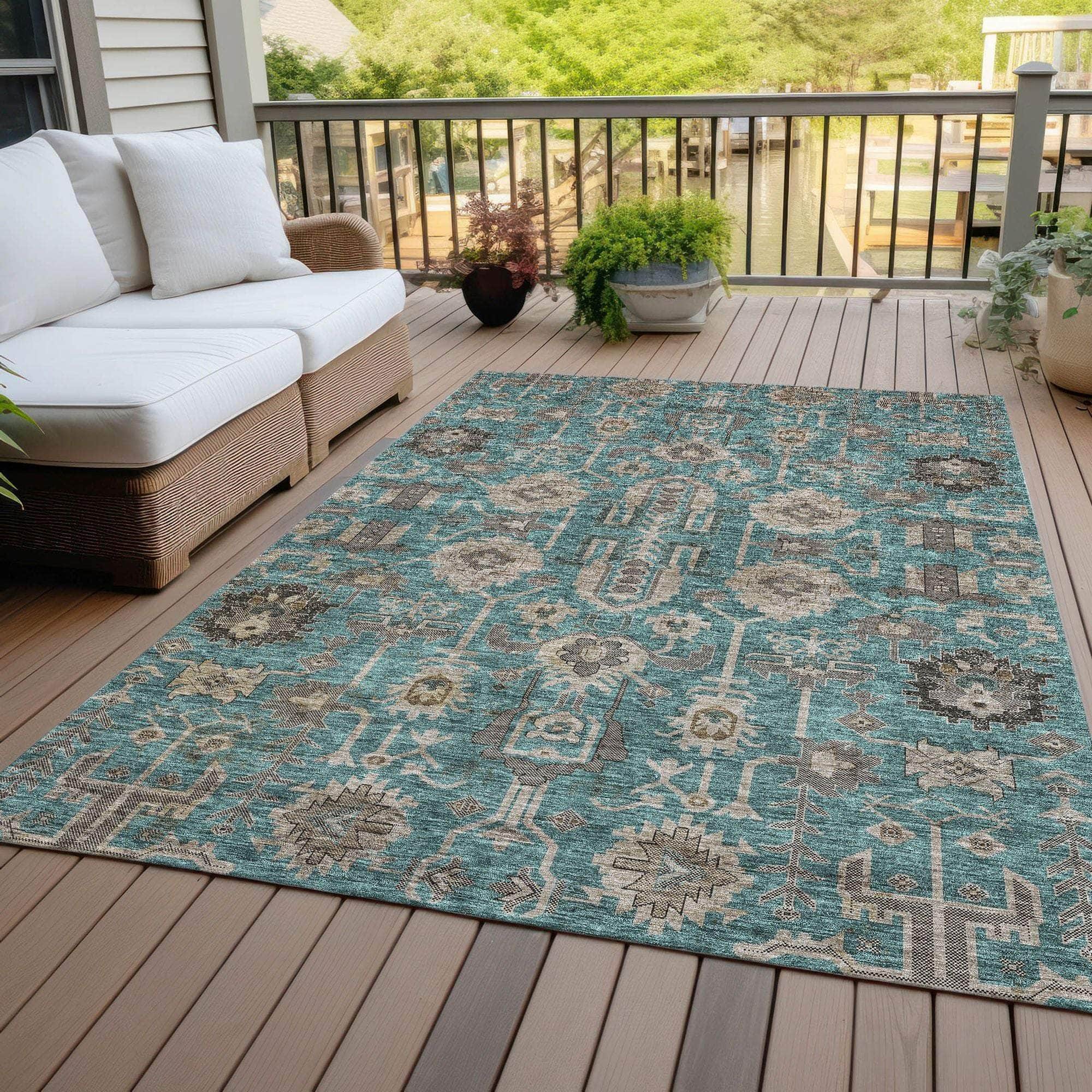 Machine Made ACN697 Teal  Rugs #color_teal 