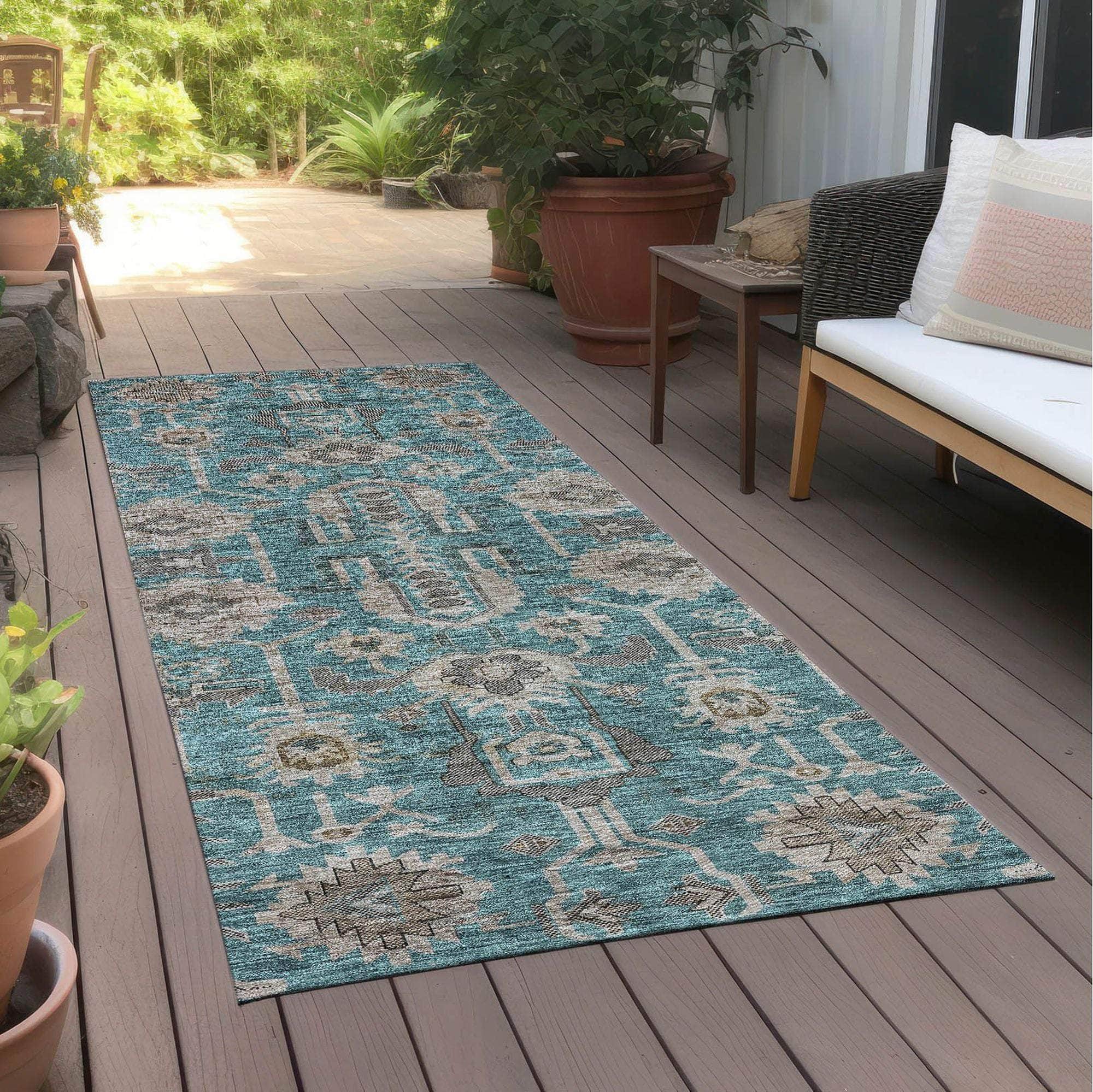Machine Made ACN697 Teal  Rugs #color_teal 
