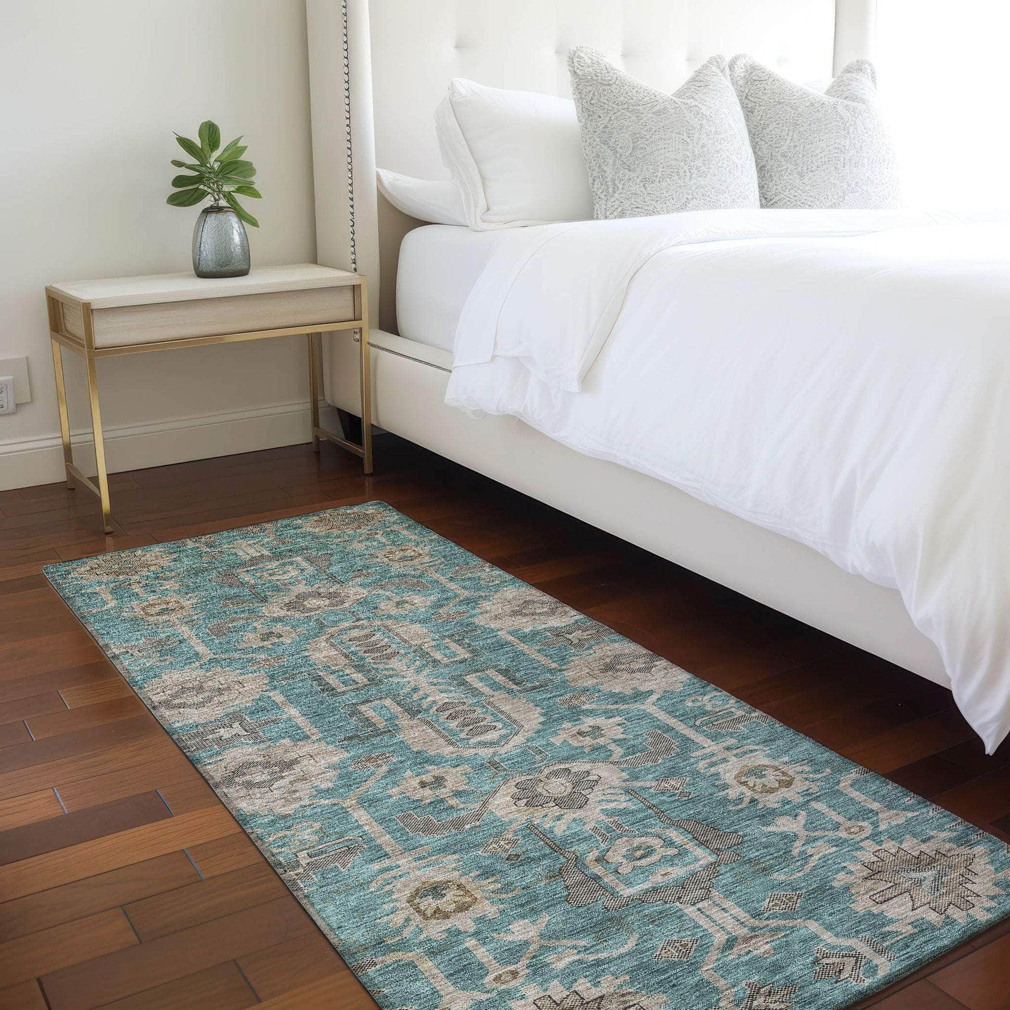 Machine Made ACN697 Teal  Rugs #color_teal 
