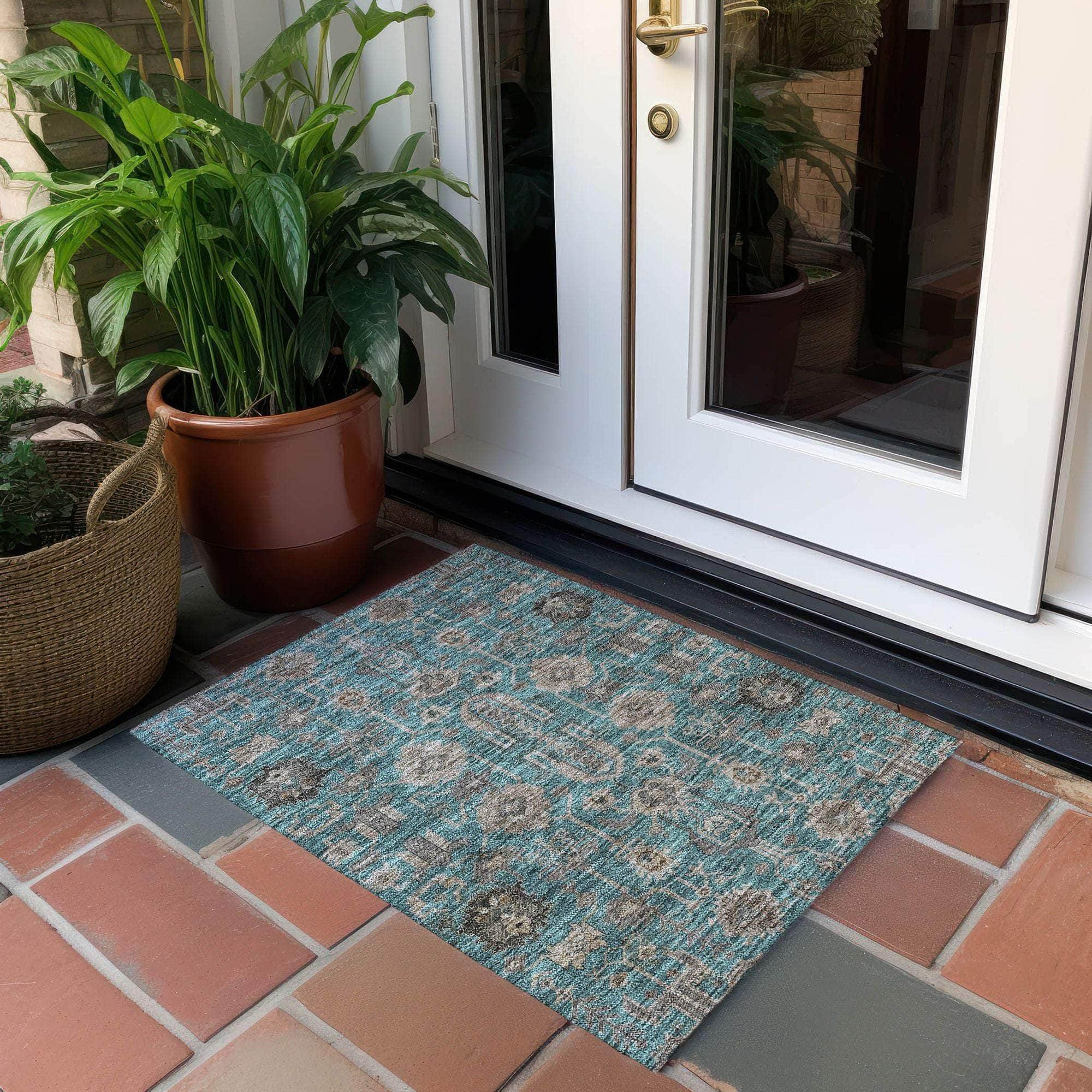 Machine Made ACN697 Teal  Rugs #color_teal 