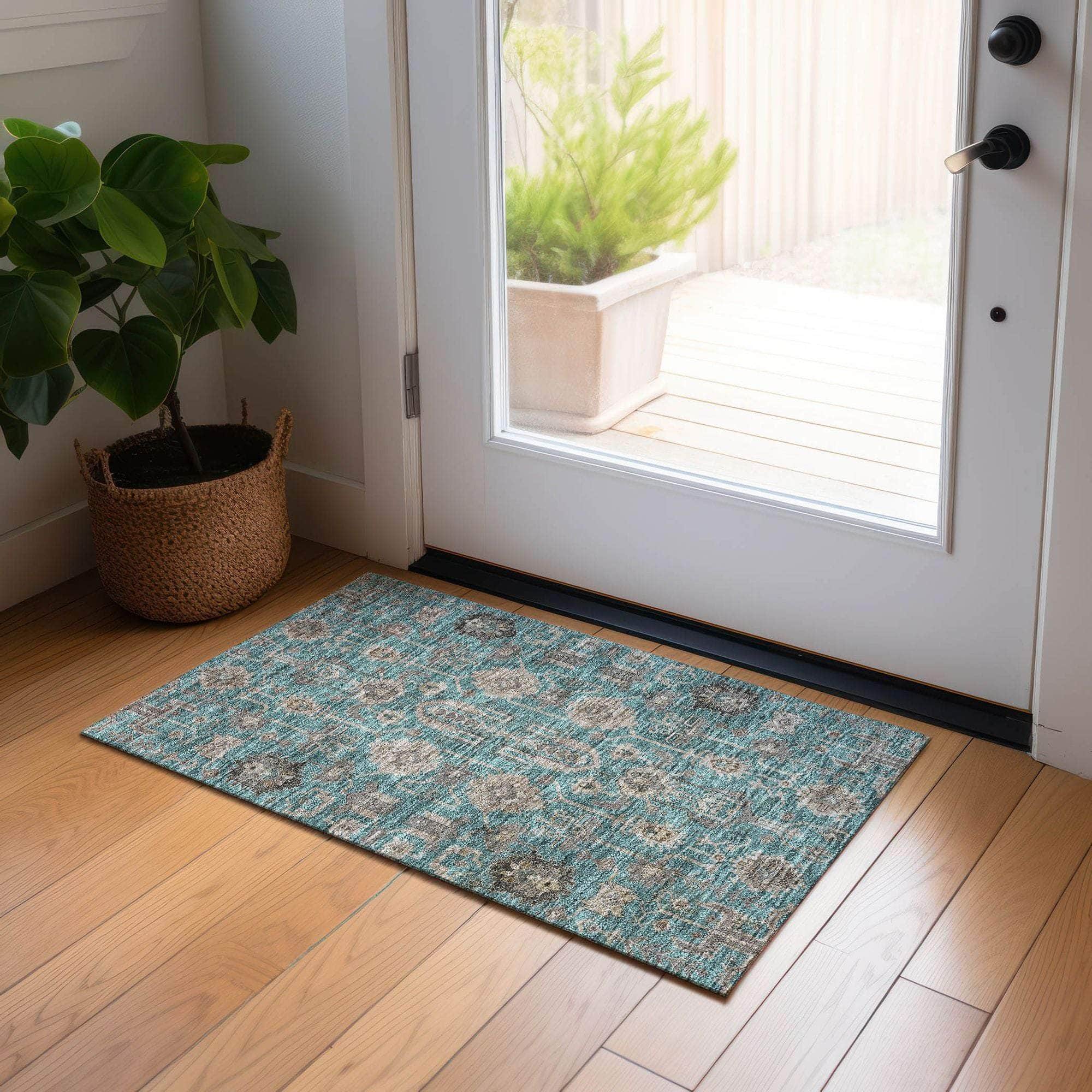 Machine Made ACN697 Teal  Rugs #color_teal 