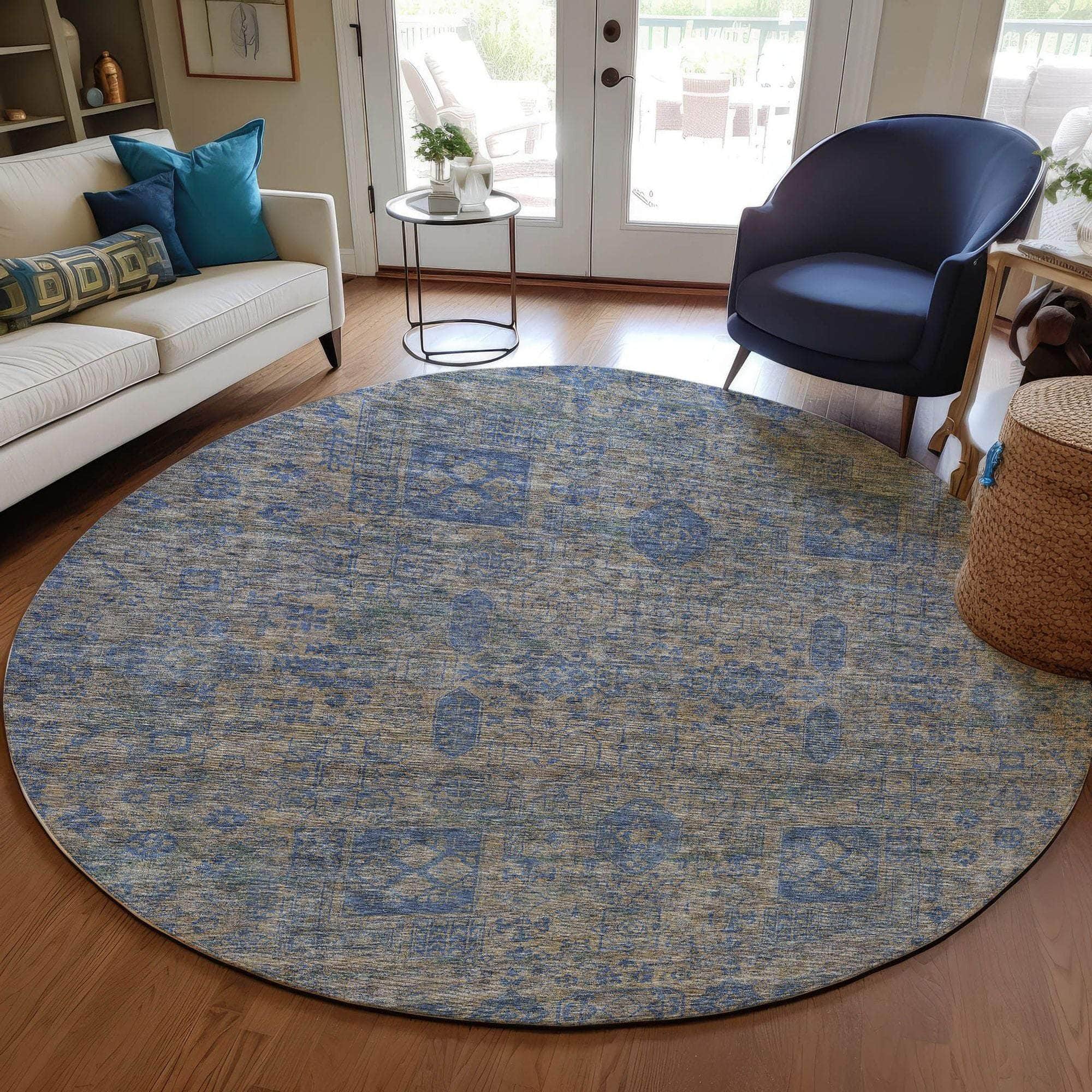 Machine Made ACN637 Khaki Brown Rugs 