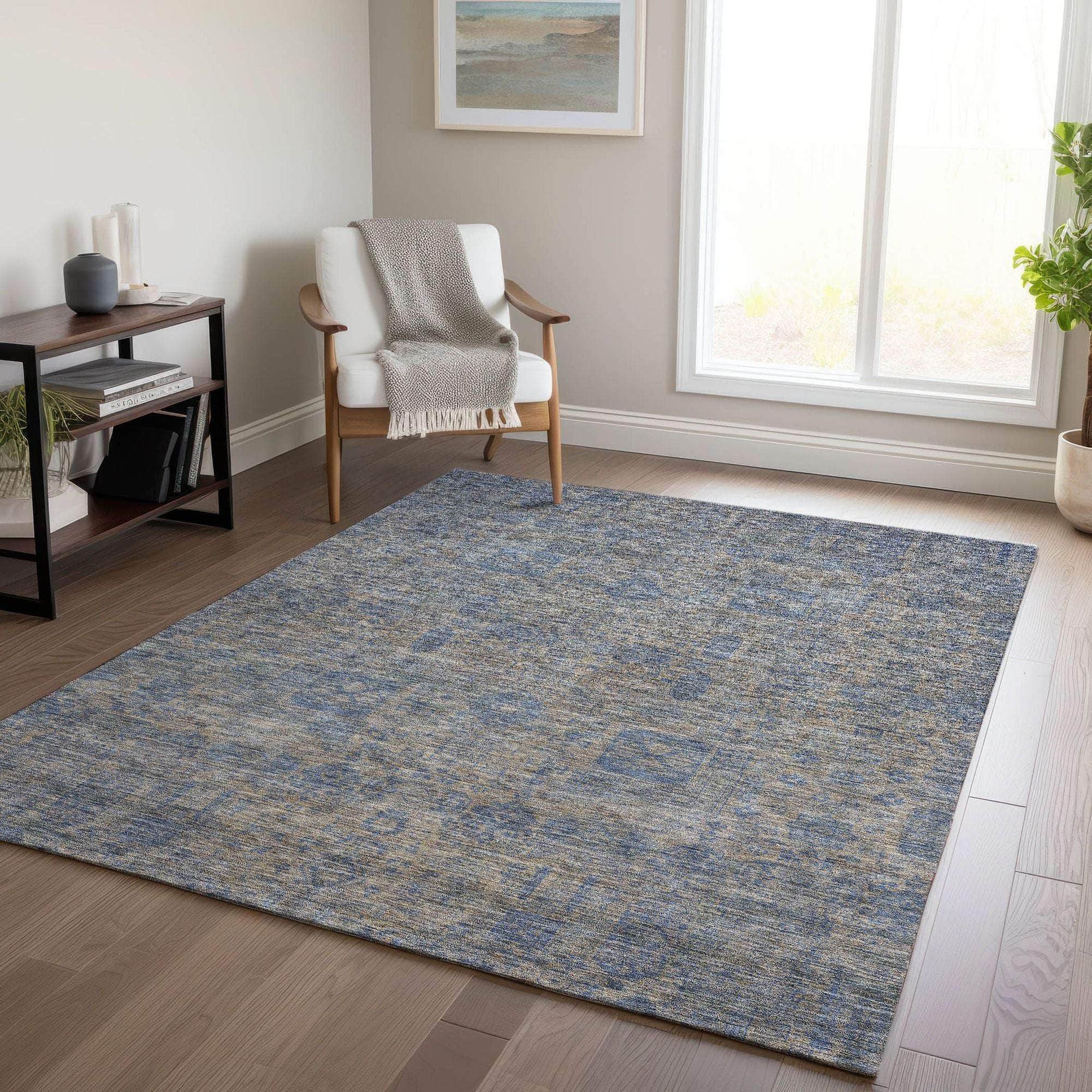 Machine Made ACN637 Khaki Brown Rugs 