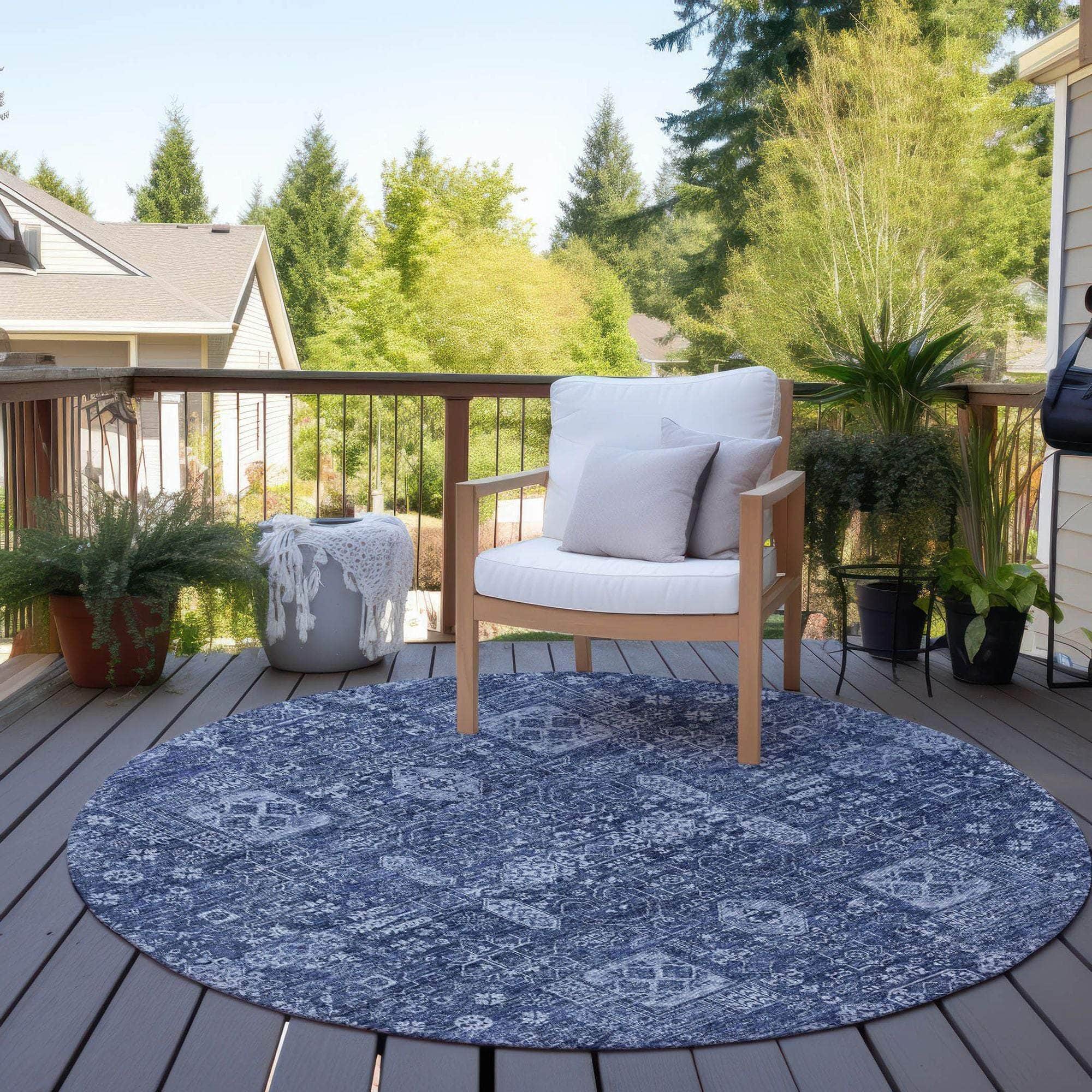 Machine Made ACN637 Navy Blue Rugs 