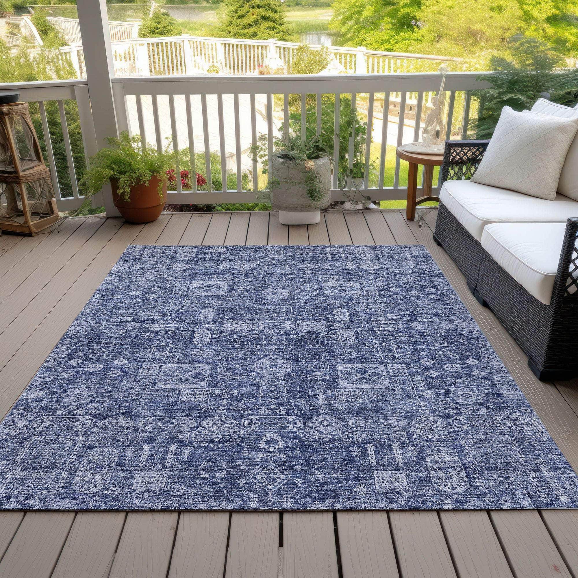 Machine Made ACN637 Navy Blue Rugs 