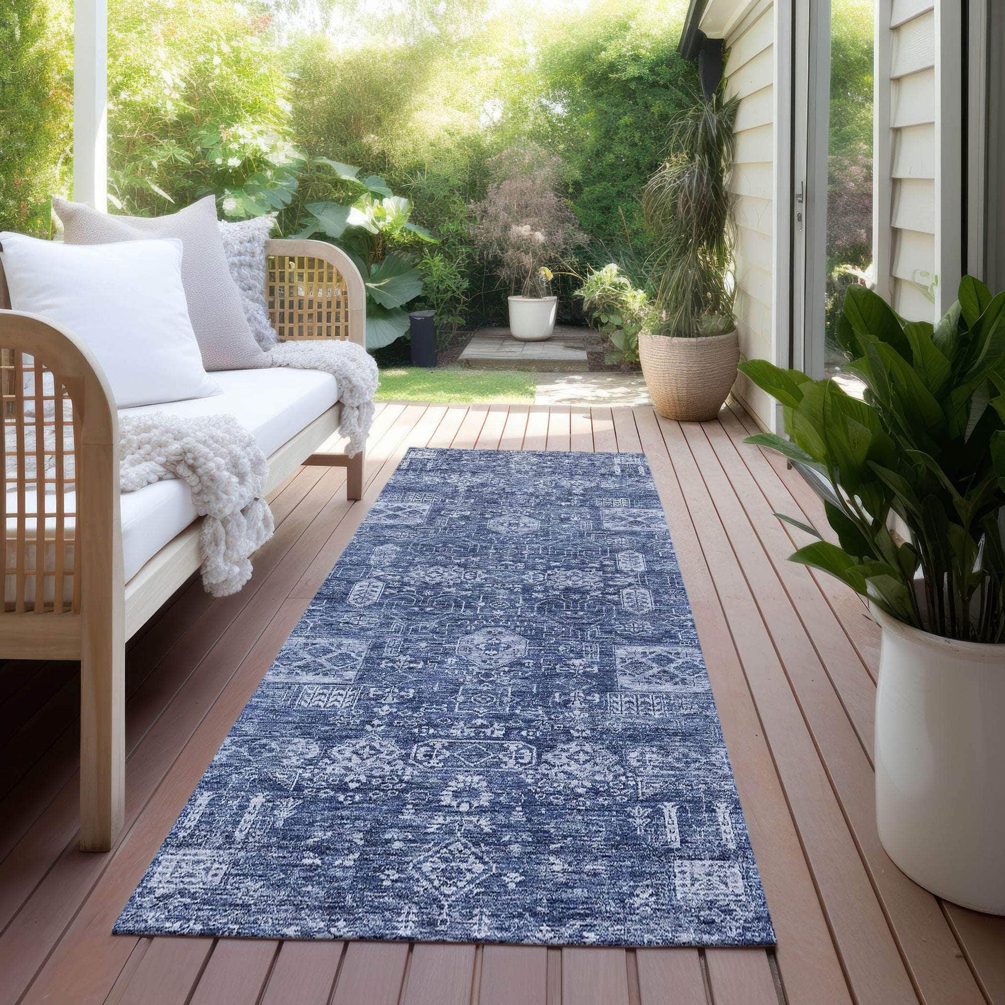 Machine Made ACN637 Navy Blue Rugs 