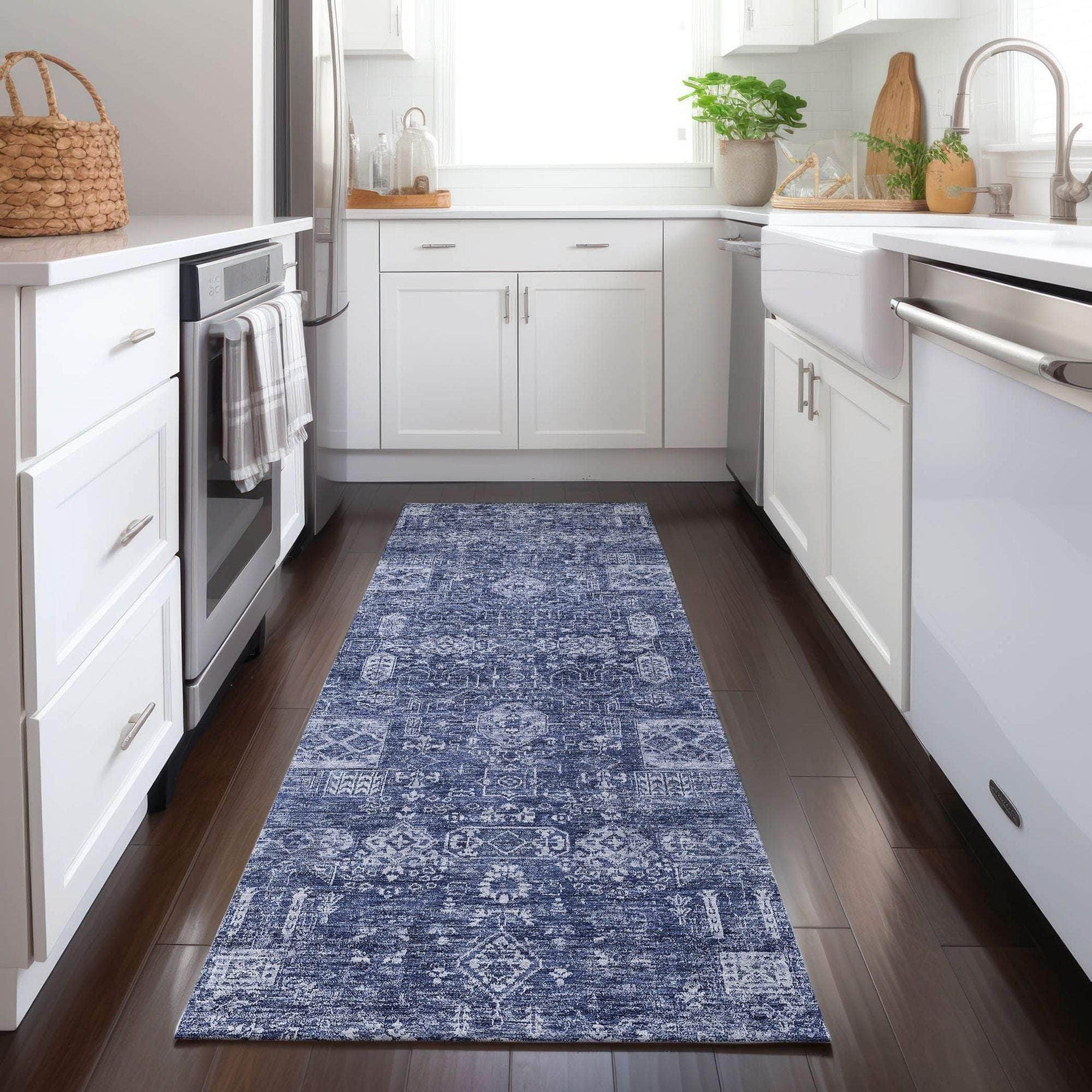Machine Made ACN637 Navy Blue Rugs 