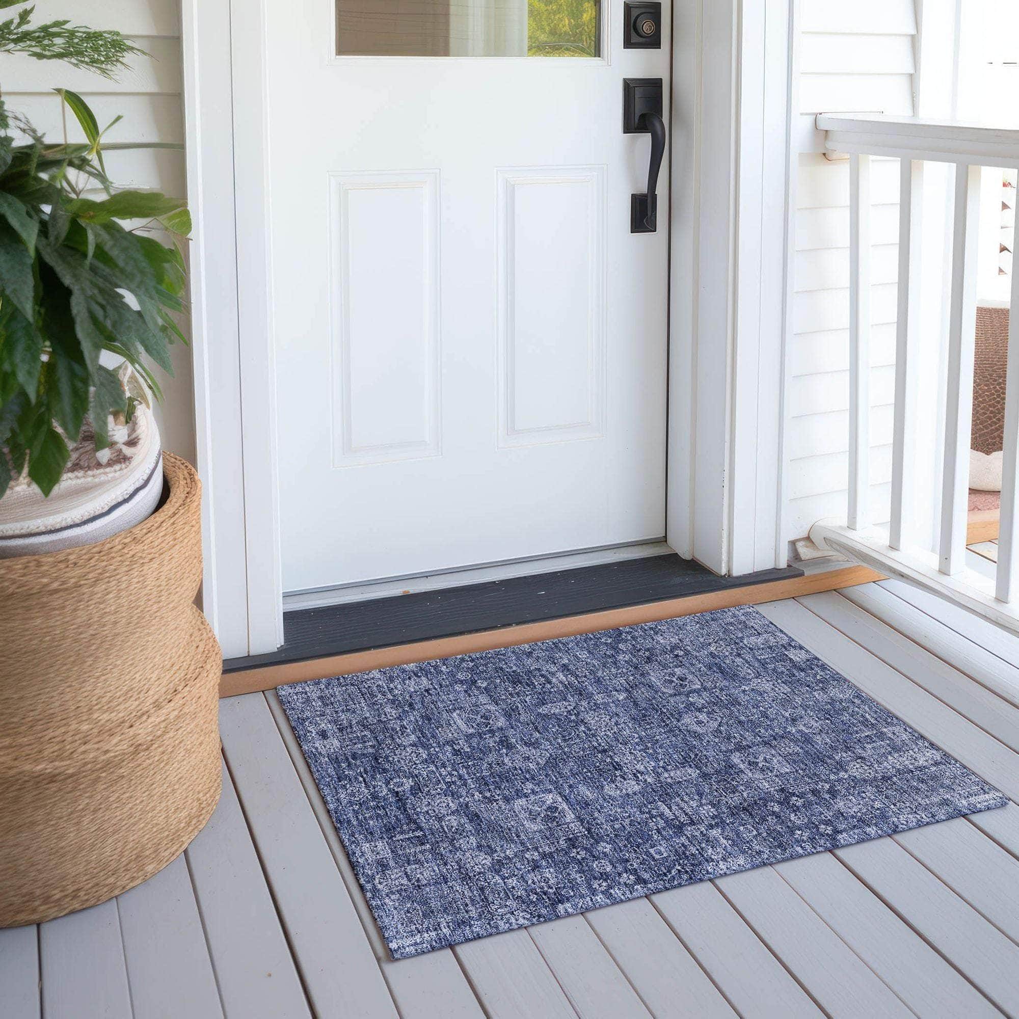 Machine Made ACN637 Navy Blue Rugs 