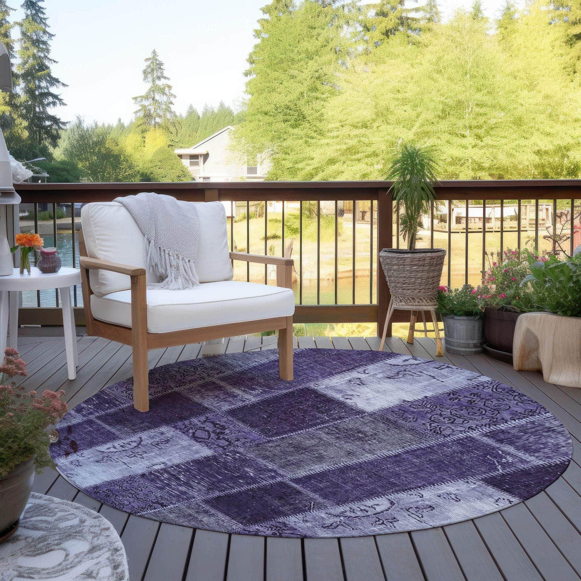 Machine Made ACN631 Purple  Rugs 