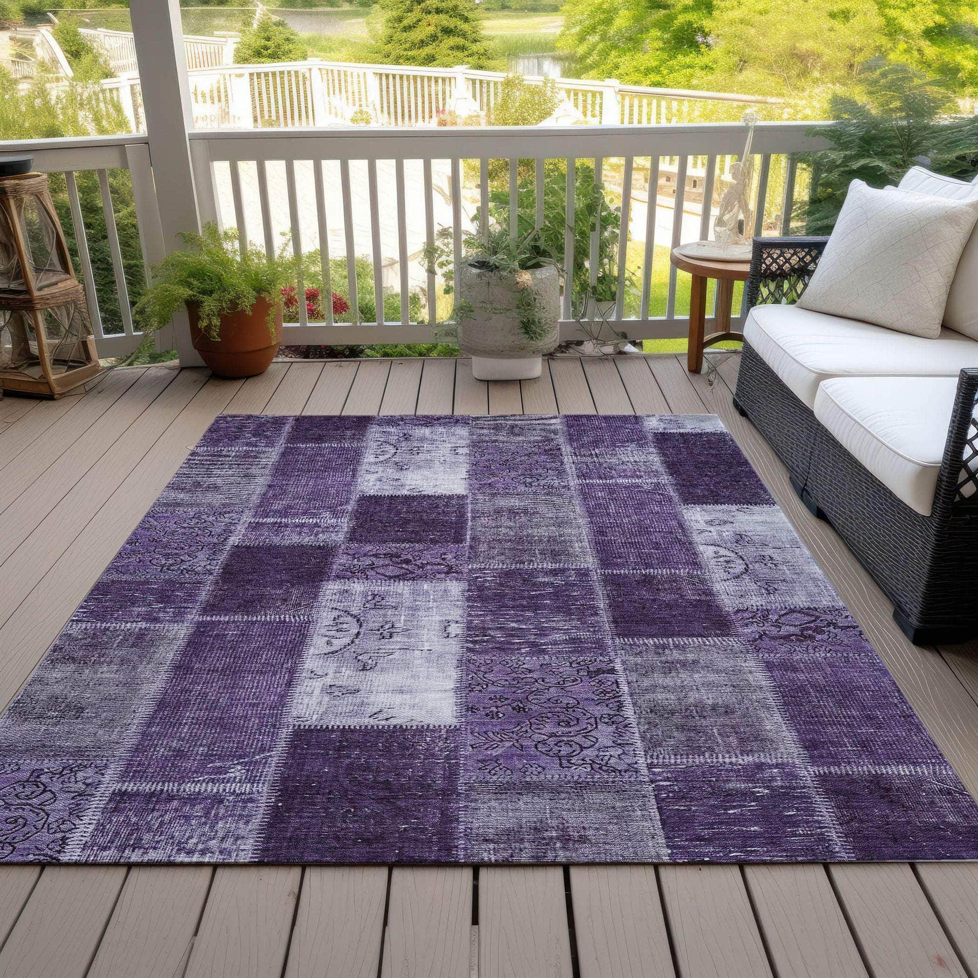 Machine Made ACN631 Purple  Rugs 