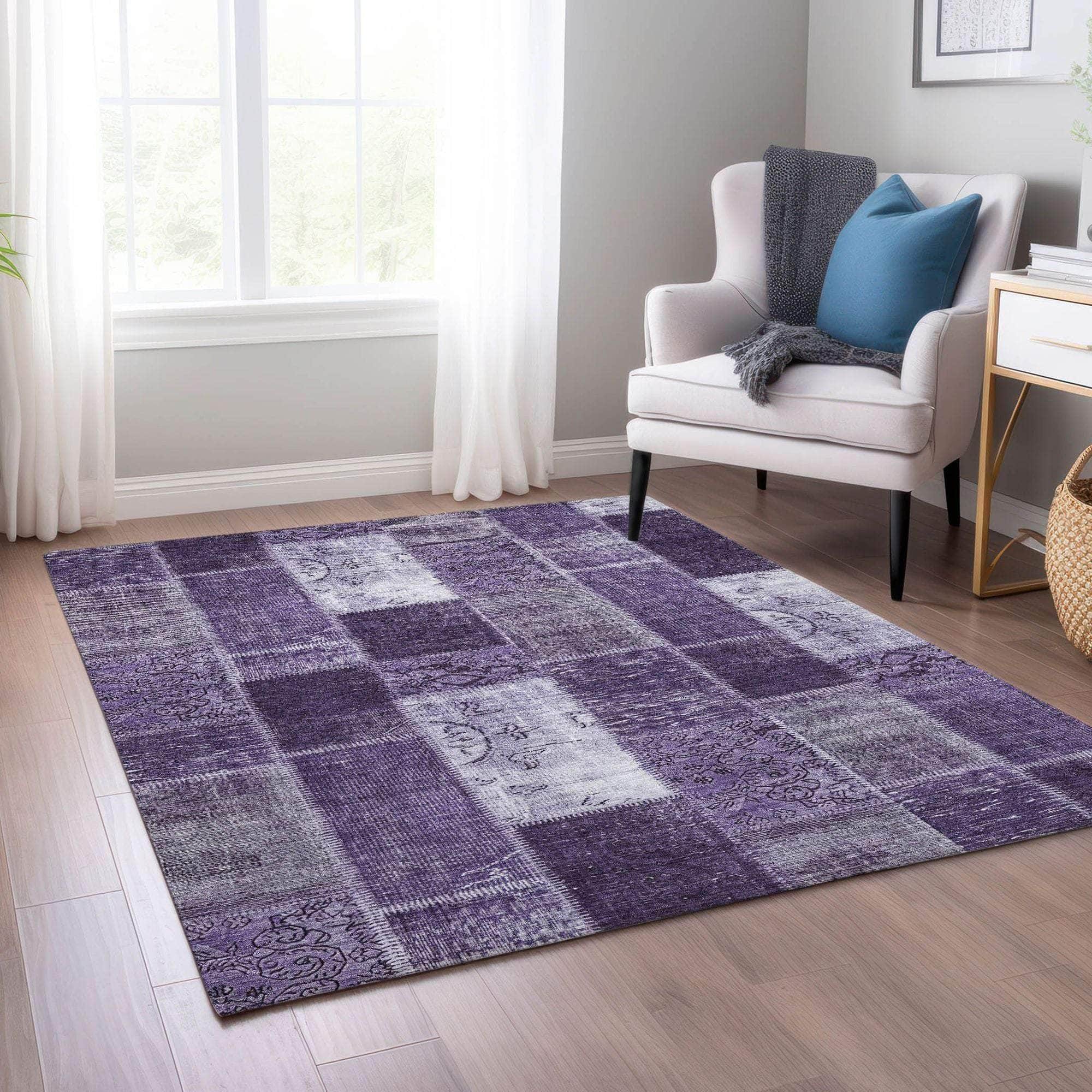 Machine Made ACN631 Purple  Rugs 