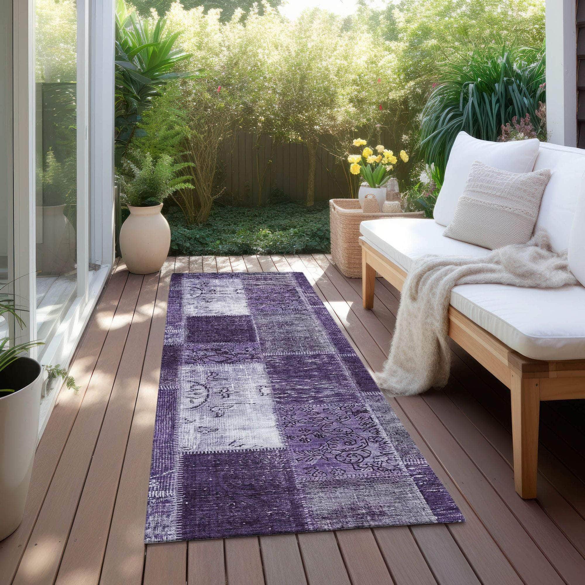 Machine Made ACN631 Purple  Rugs 