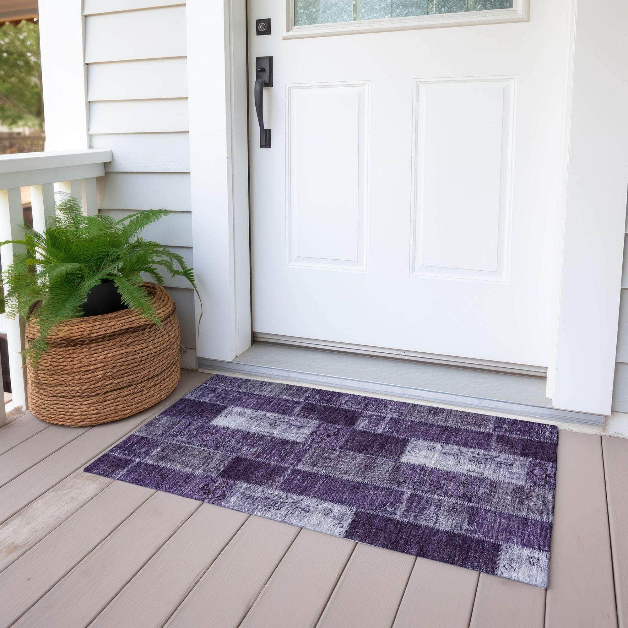 Machine Made ACN631 Purple  Rugs 