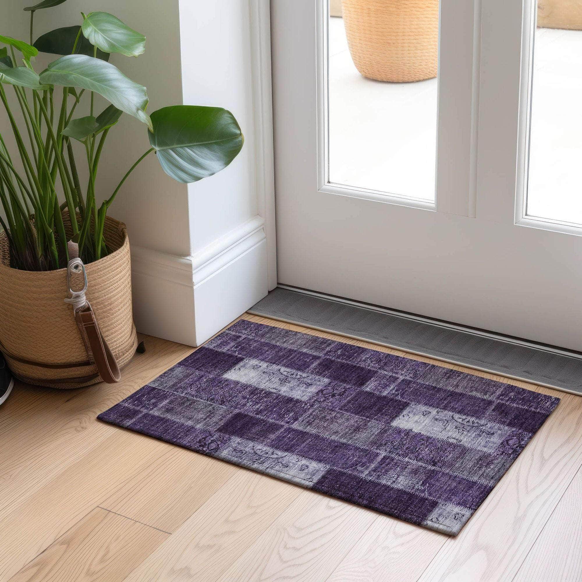 Machine Made ACN631 Purple  Rugs 
