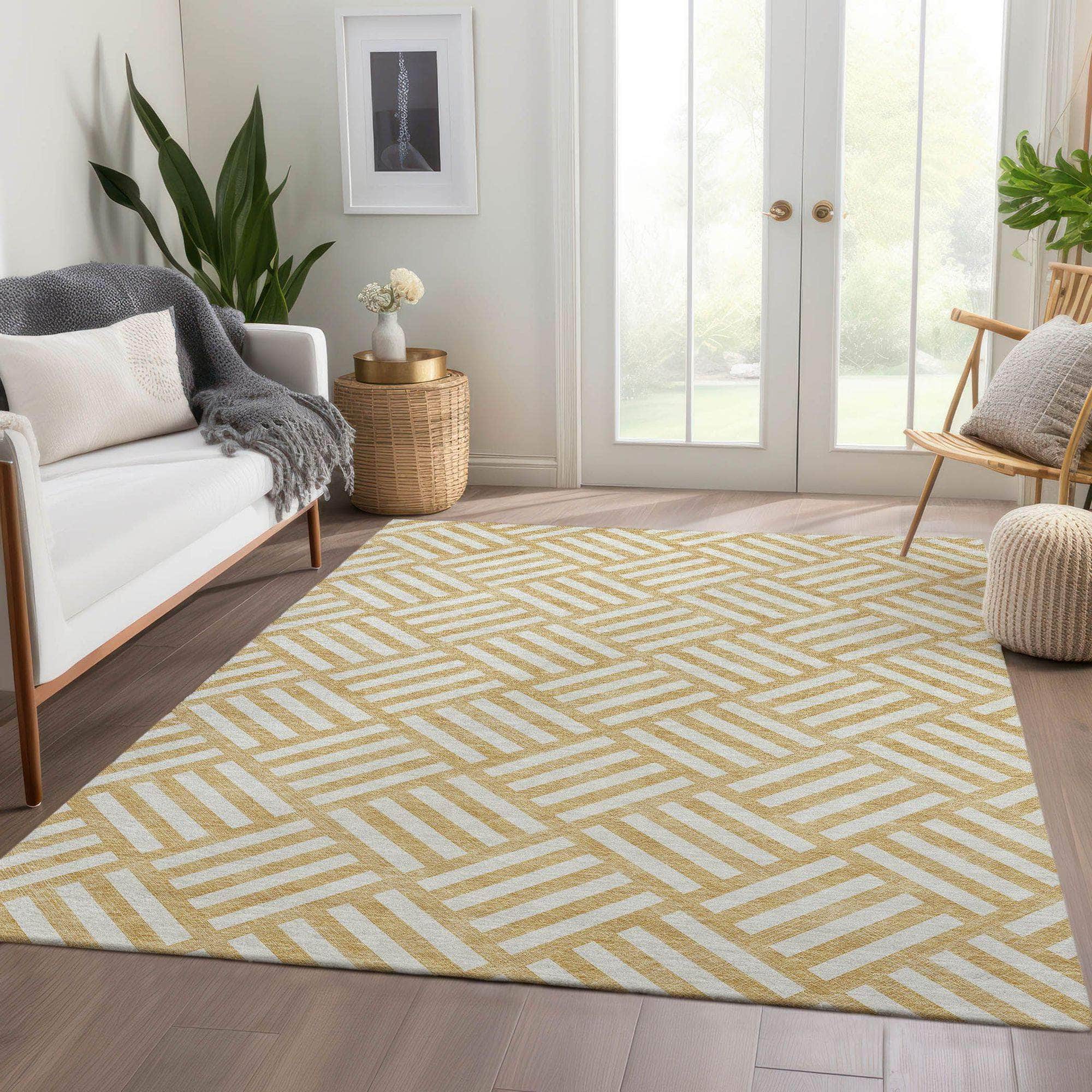 Machine Made ACN620 Gold  Rugs #color_gold 
