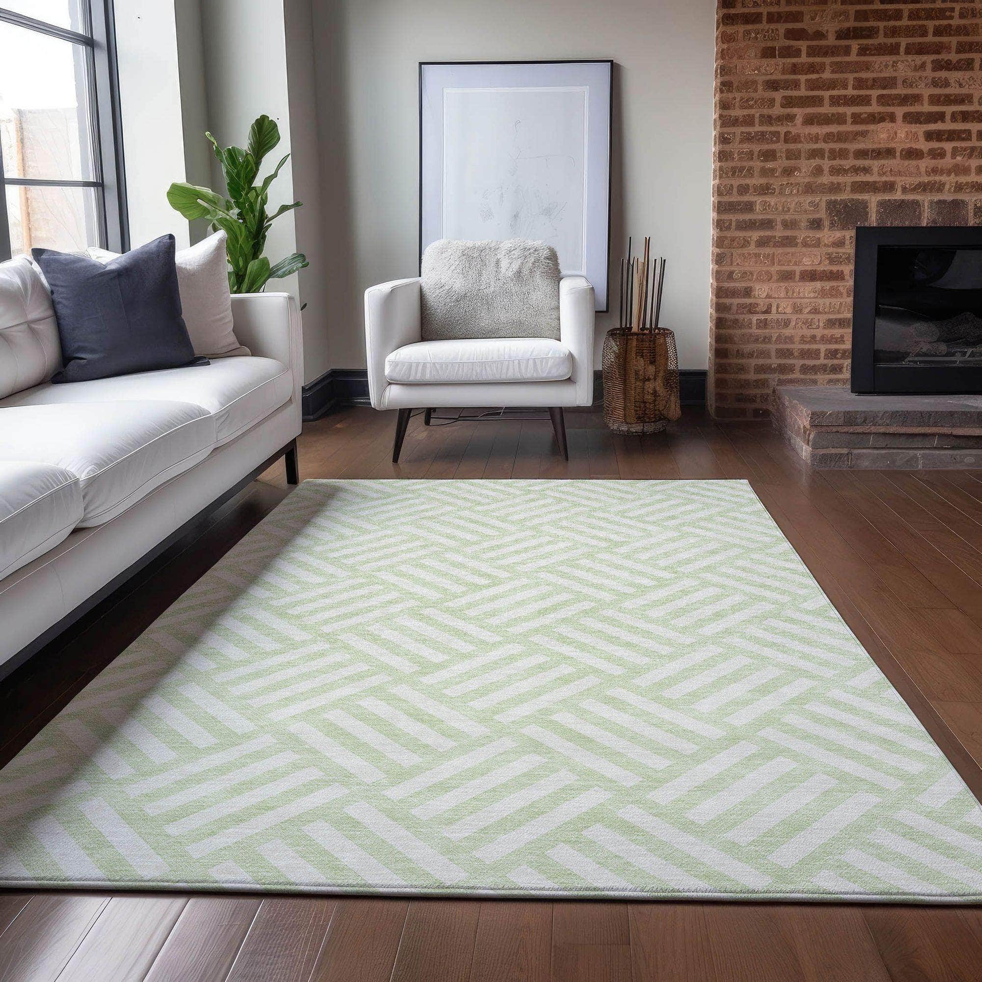 Machine Made ACN620 Mint Green Rugs 
