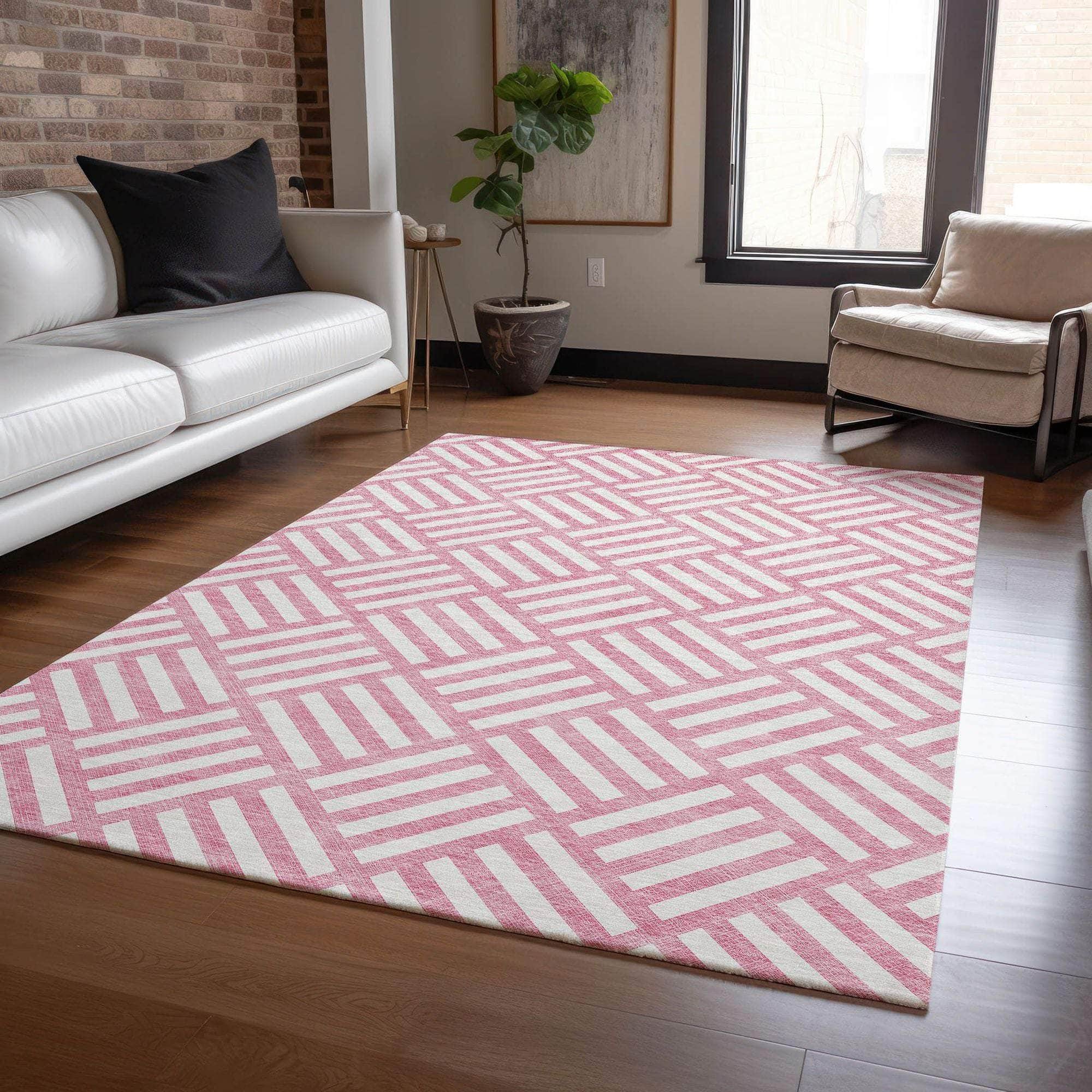 Machine Made ACN620 Pink  Rugs 