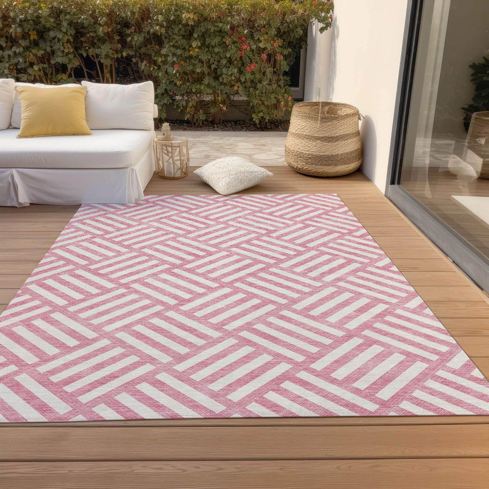 Machine Made ACN620 Pink  Rugs 