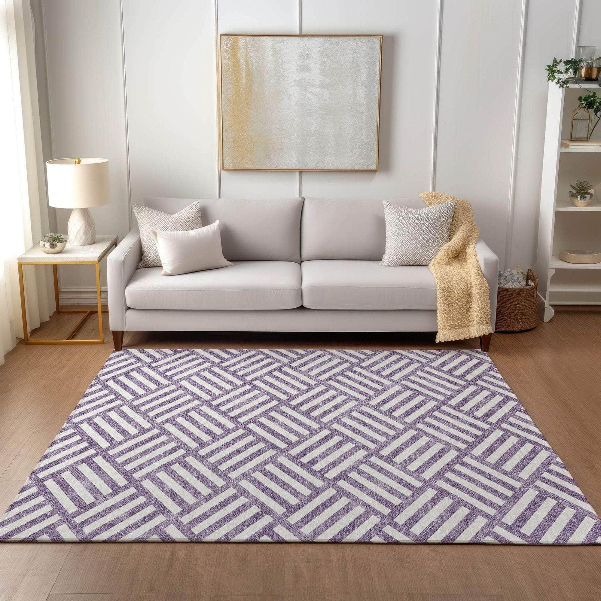 Machine Made ACN620 Purple  Rugs 