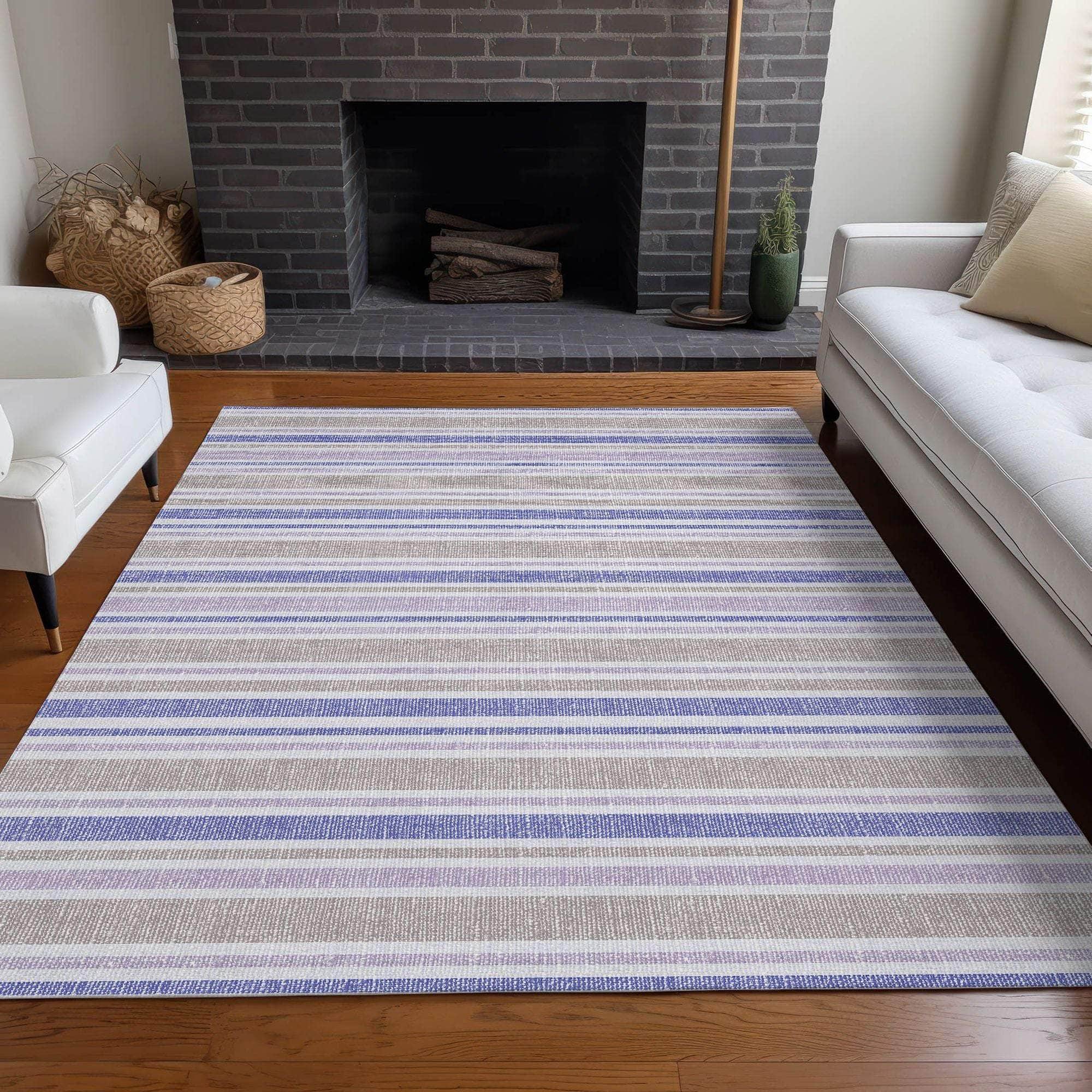 Machine Made ACN531 Navy Blue Rugs 