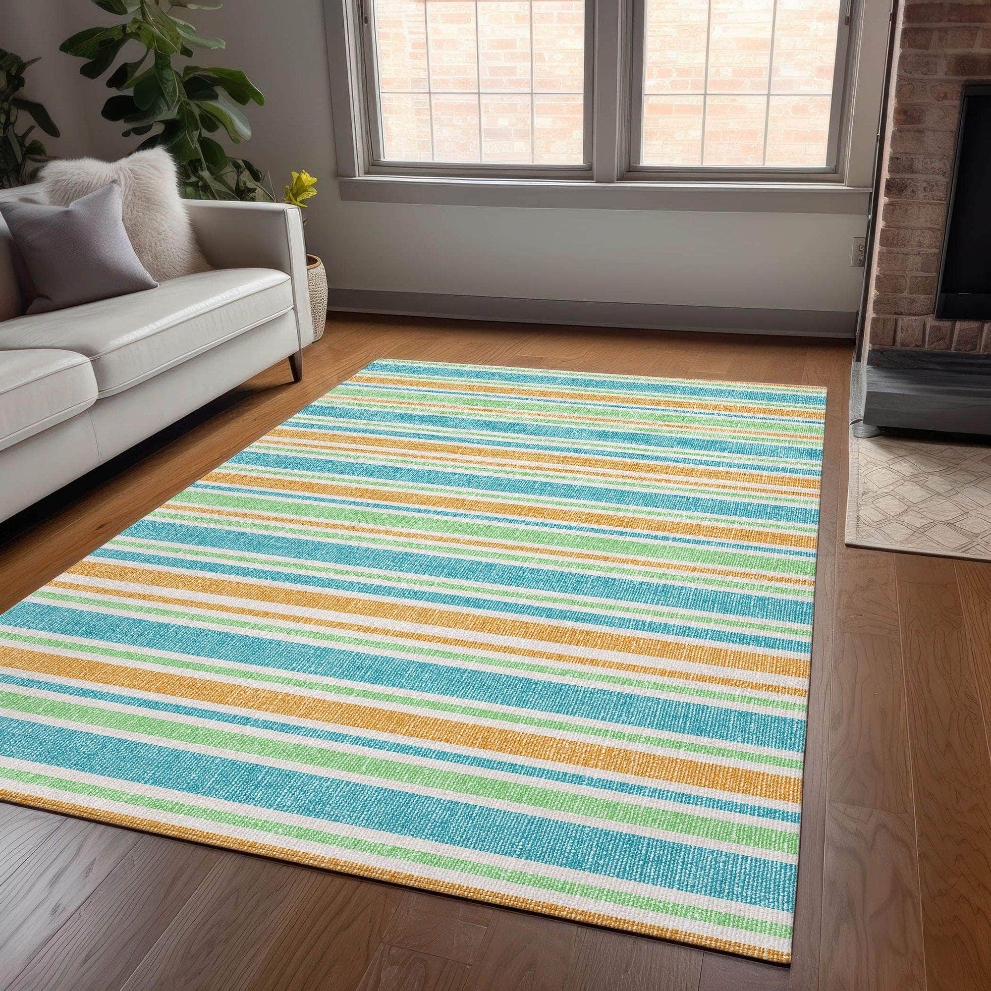 Machine Made ACN531 Teal  Rugs 