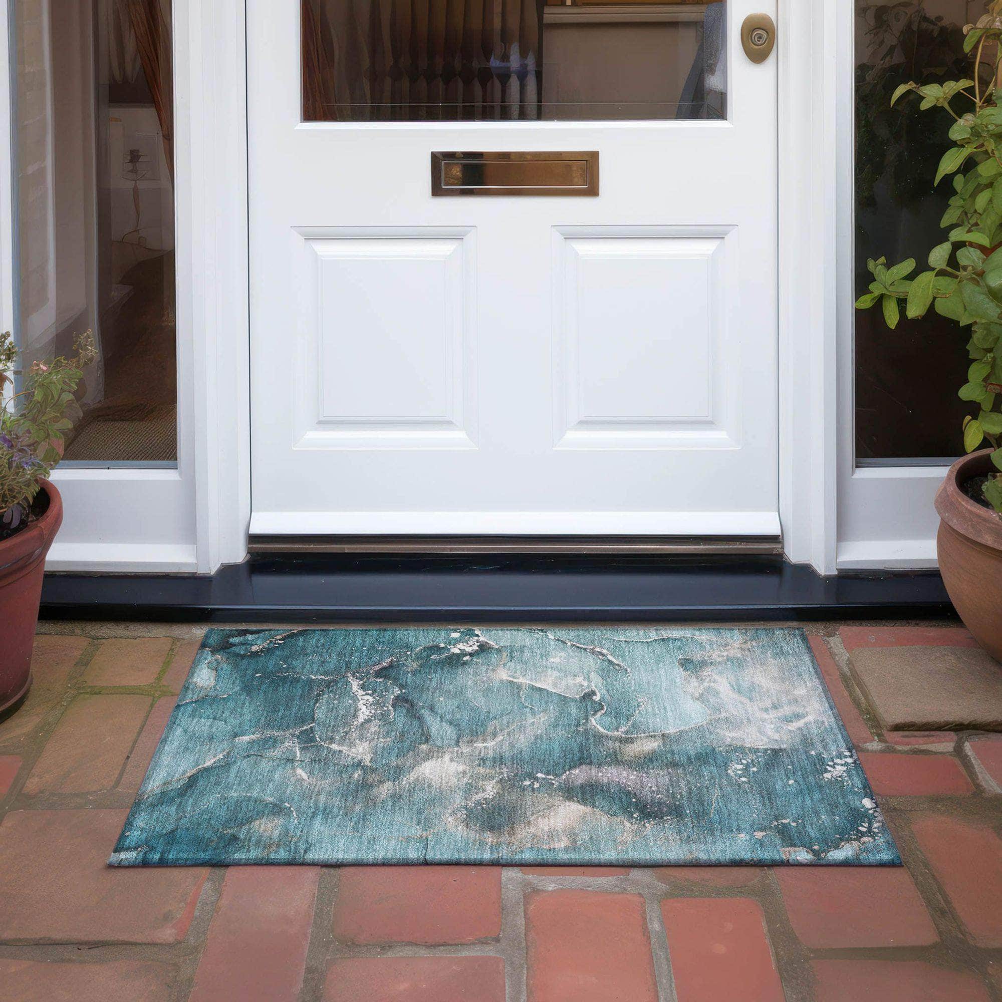 Machine Made ACN518 Teal  Rugs #color_teal 