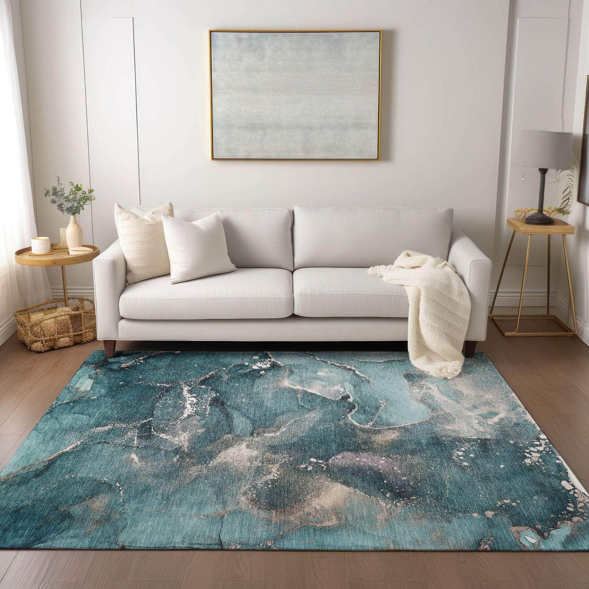 Machine Made ACN518 Teal  Rugs #color_teal 