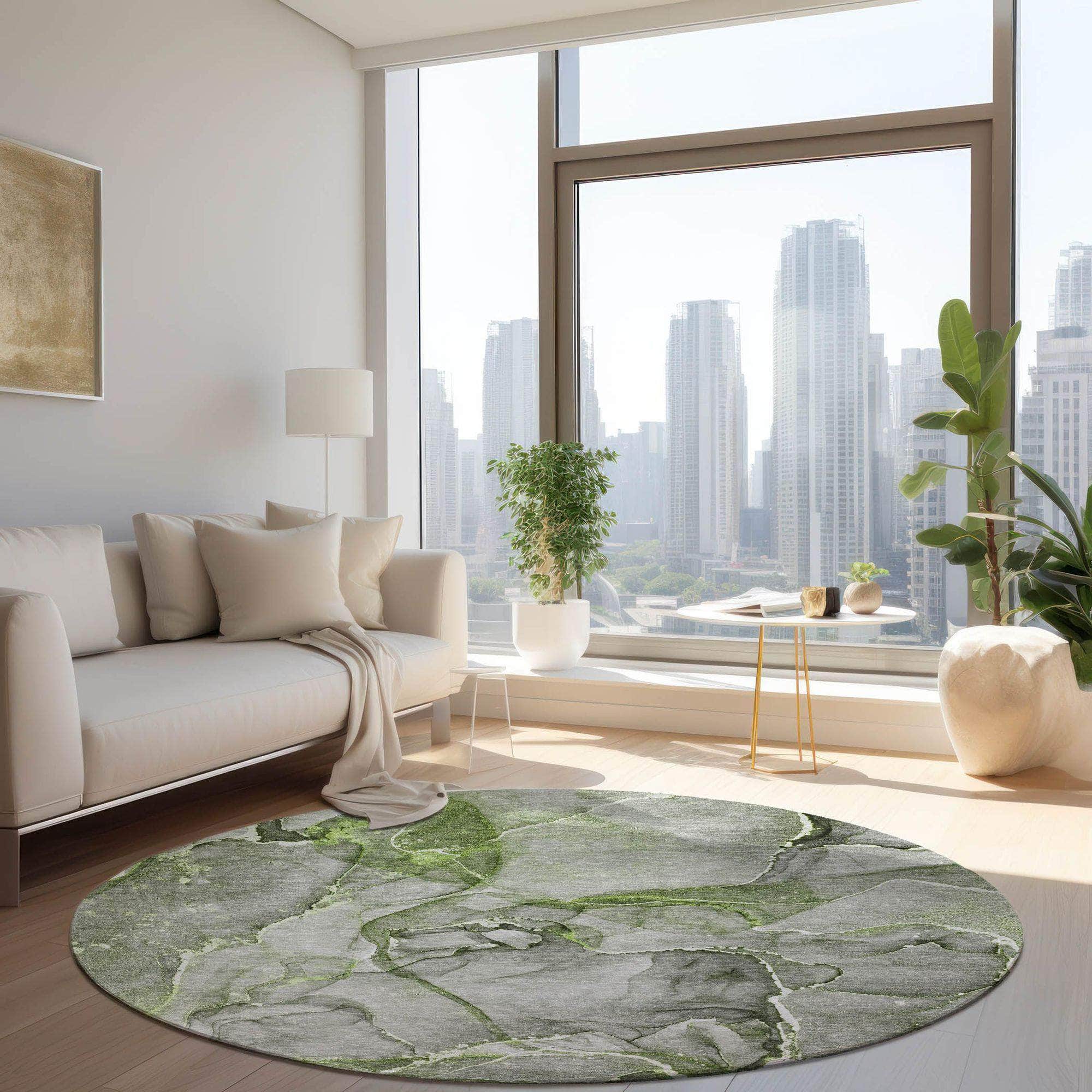 Machine Made ACN519 Green  Rugs #color_green 