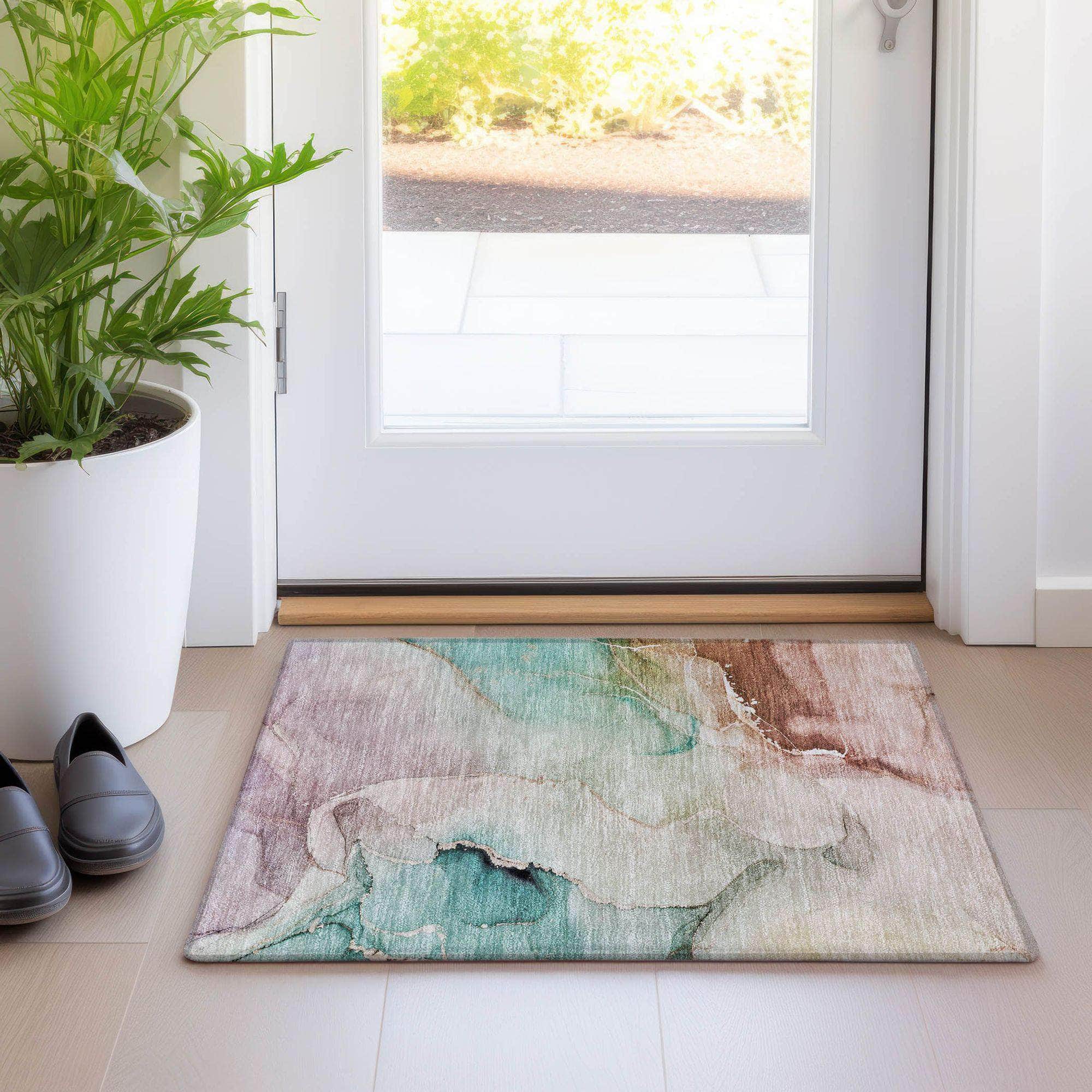 Machine Made ACN521 Teal  Rugs #color_teal 