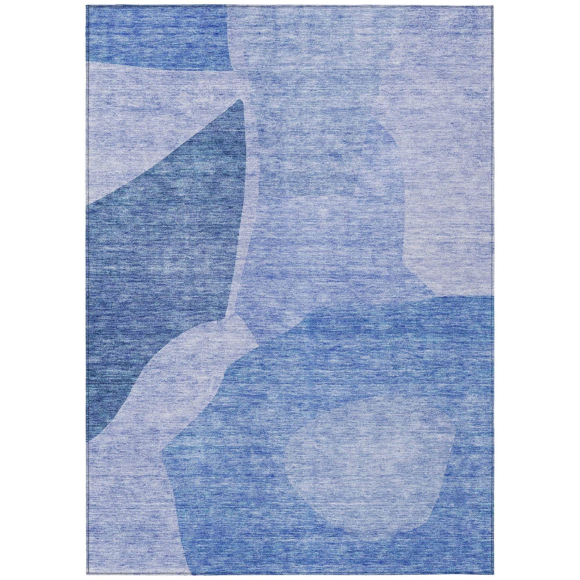 Machine Washable Navy Blue Rug - Indoor / Outdoor - Kids / Pet Friendly Abstract Print Rug