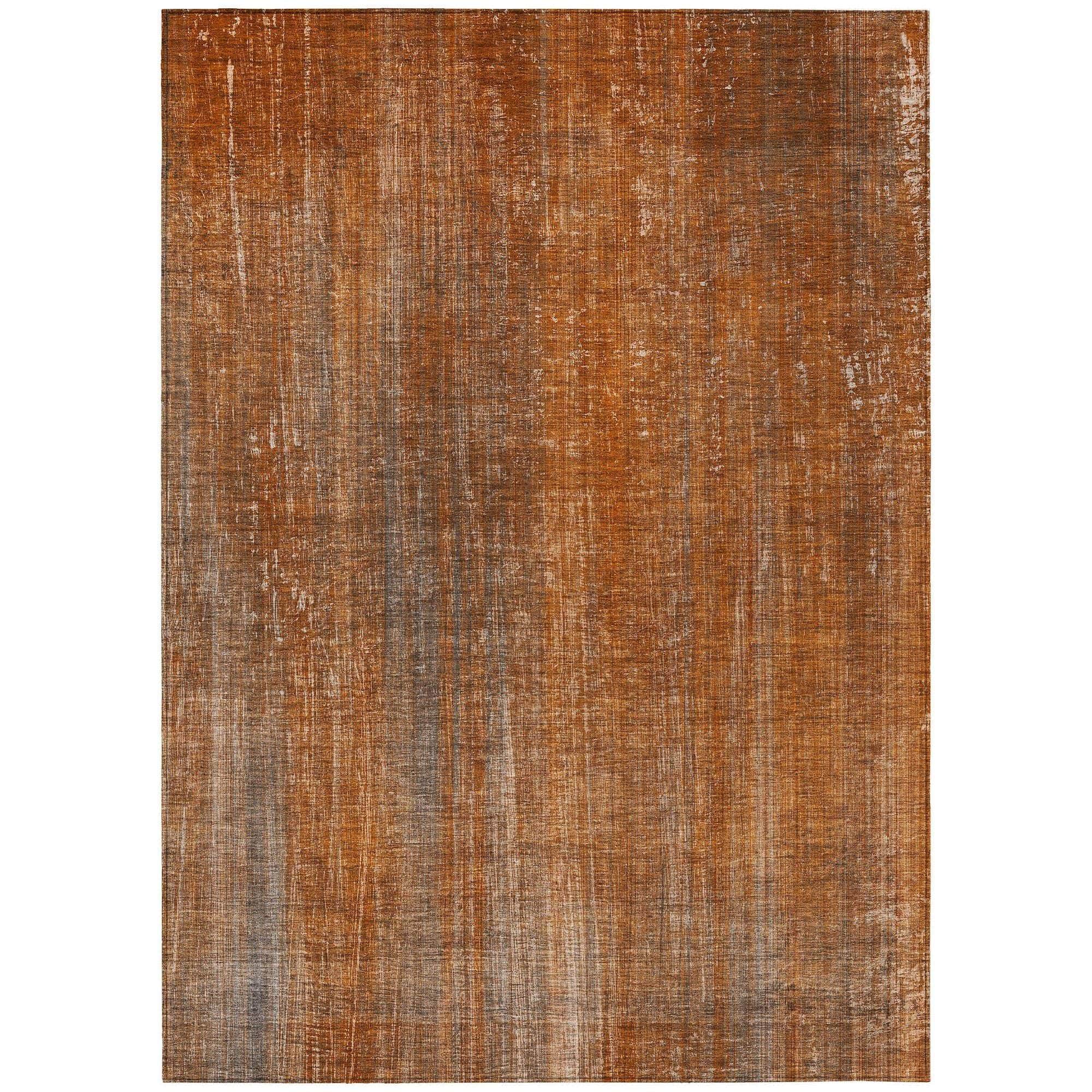 Machine Washable Paprika Orange Rug - Indoor / Outdoor - Kids / Pet Friendly Striped Print Rug