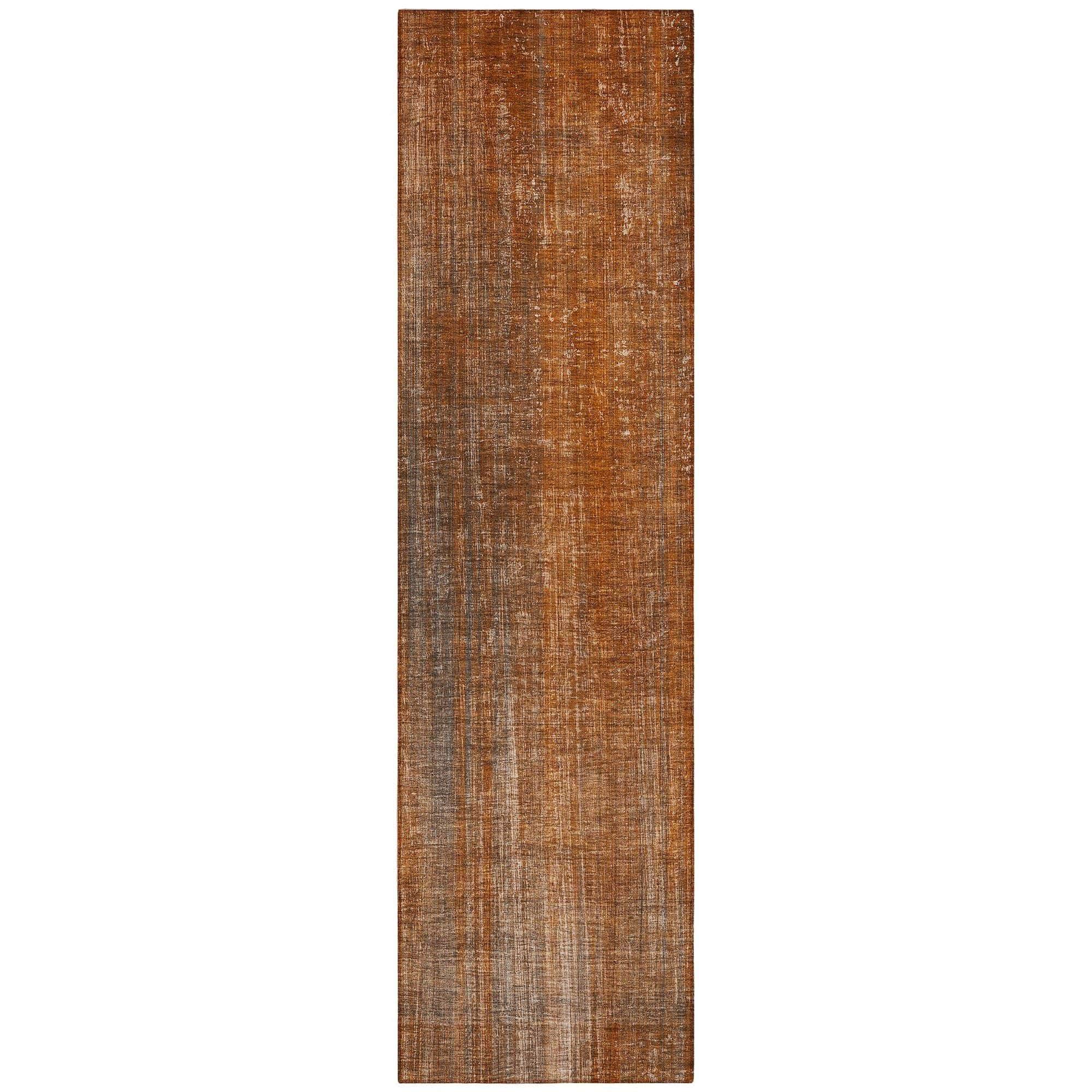 Machine Washable Paprika Orange Rug - Indoor / Outdoor - Kids / Pet Friendly Striped Print Rug