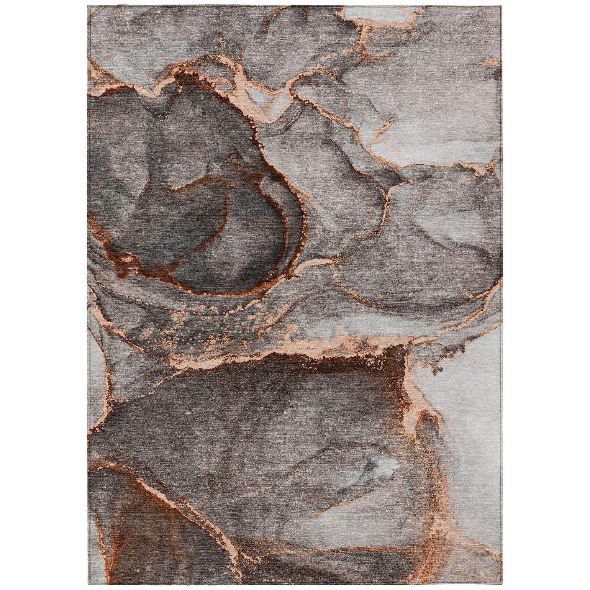 Machine Washable Peach Orange Rug - Indoor / Outdoor - Kids / Pet Friendly Watercolors Print Rug