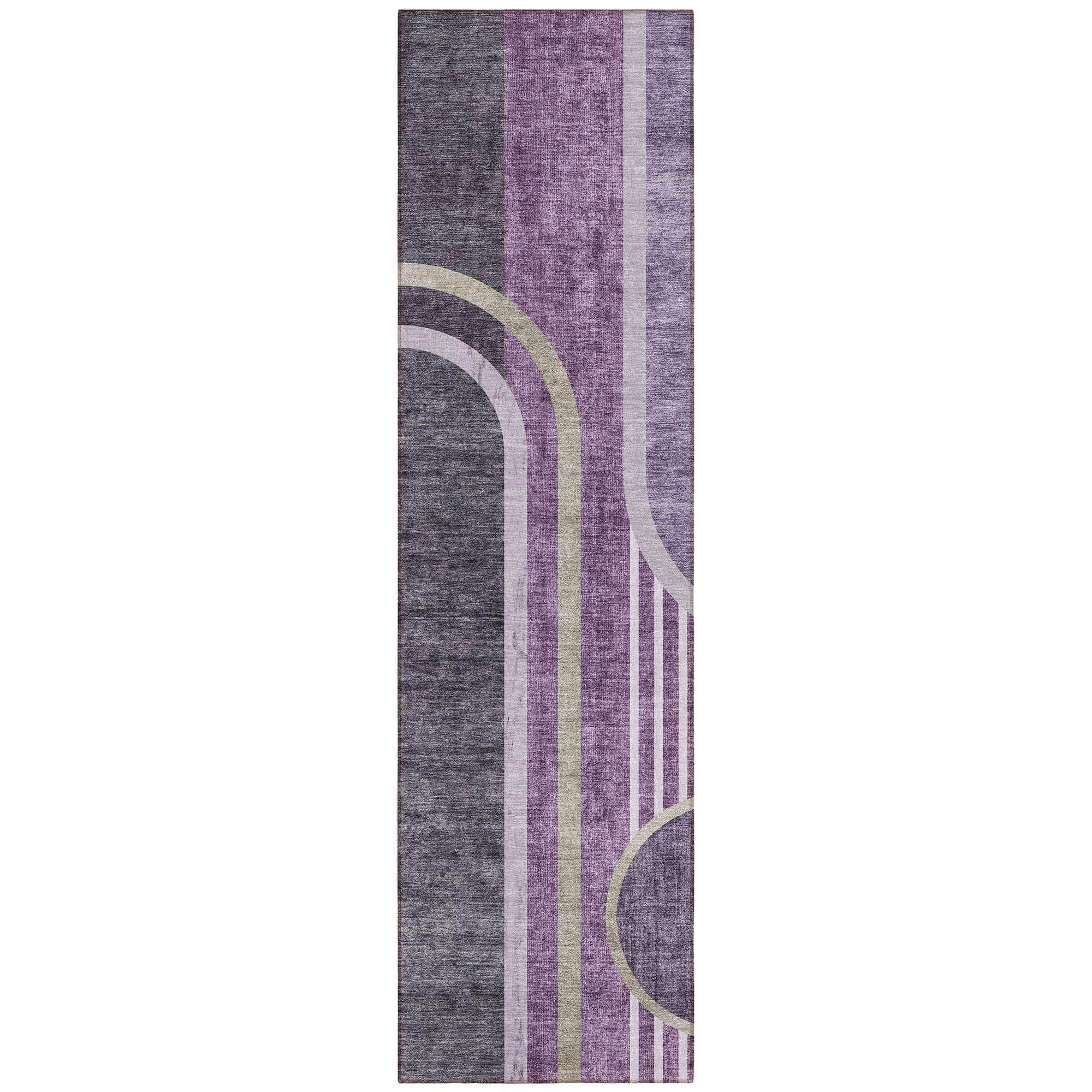 Machine Washable Purple Rug - Indoor / Outdoor - Kids / Pet Friendly Art Deco Print Rug