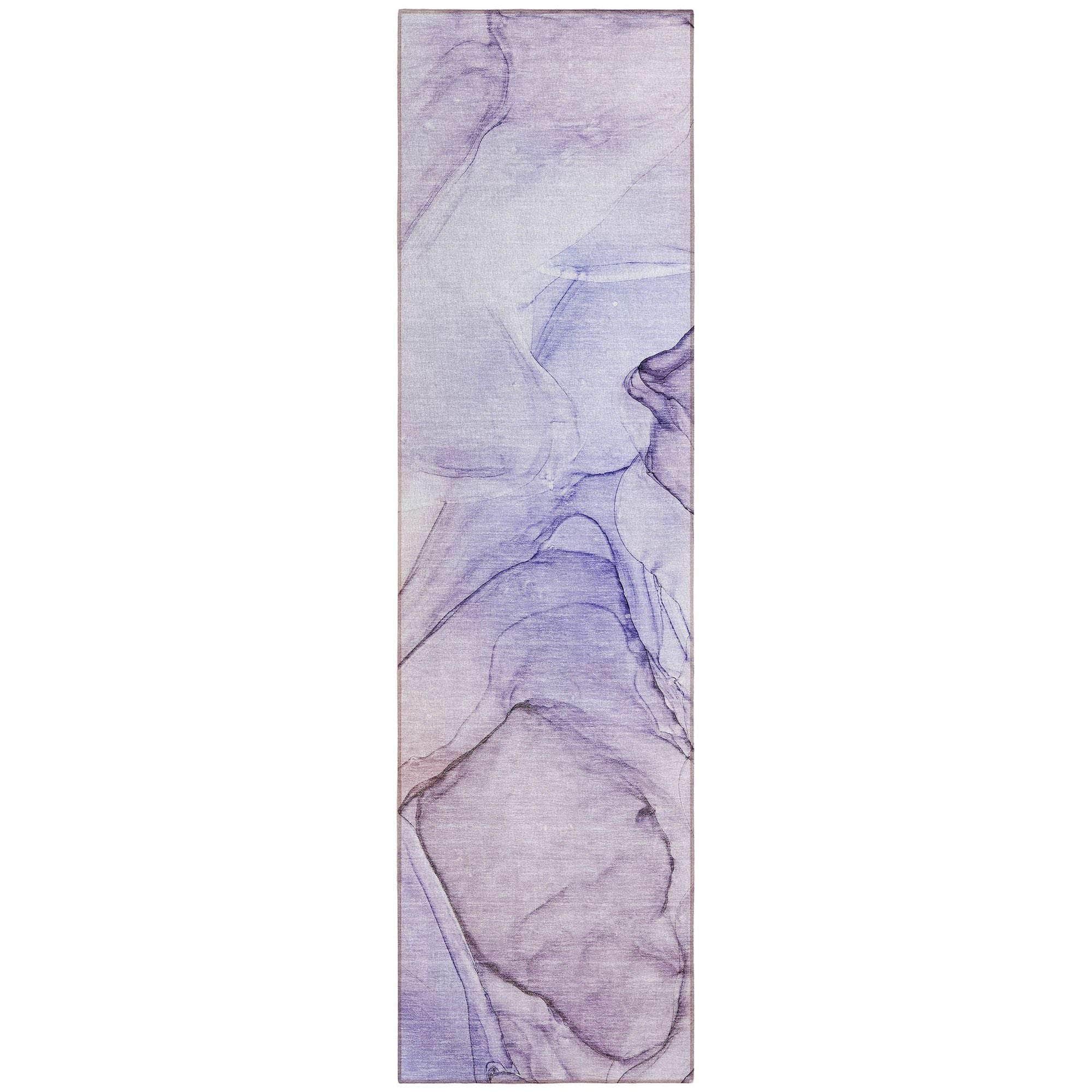 Machine Washable Purple Rug - Indoor / Outdoor - Kids / Pet Friendly Watercolors Print Rug