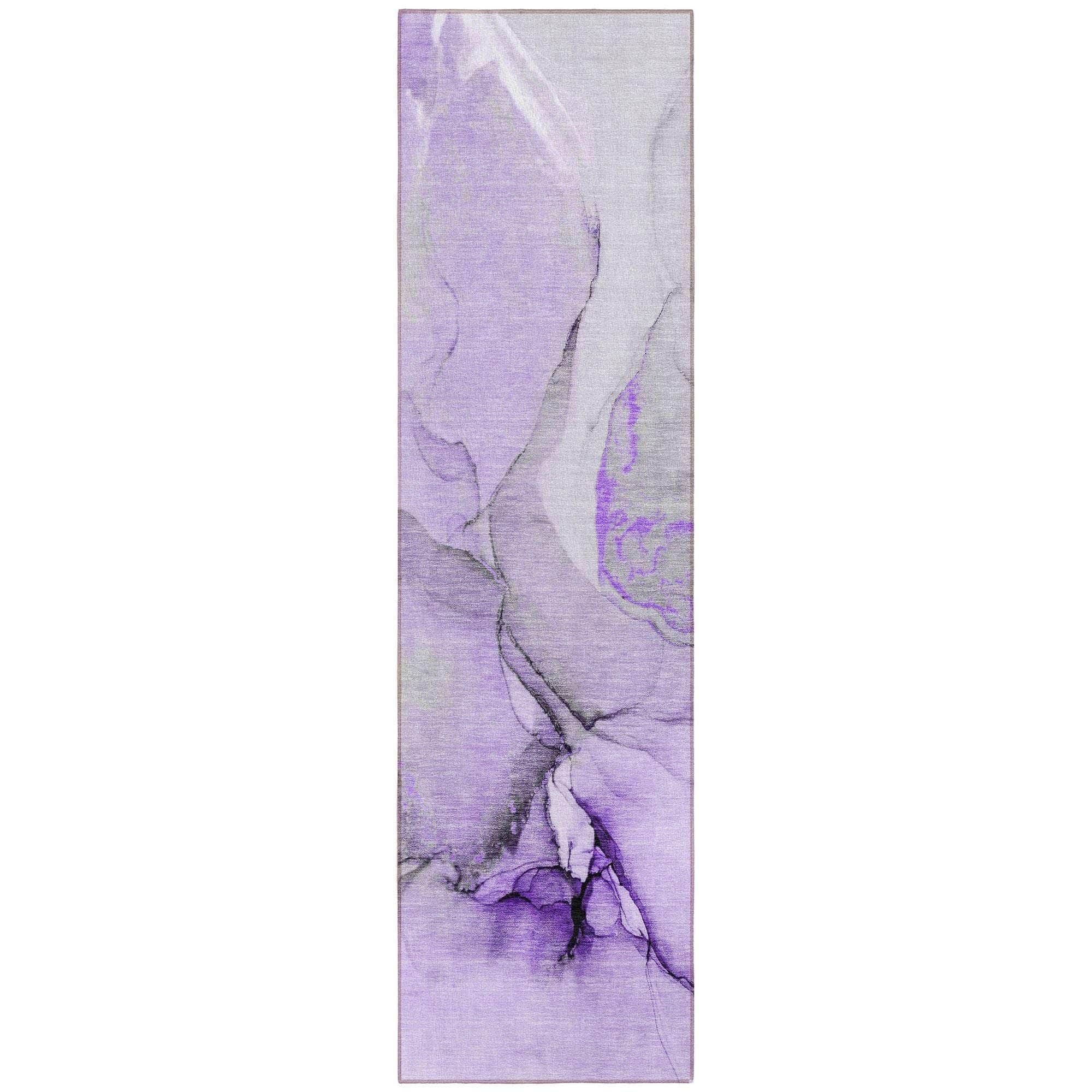 Machine Washable Purple Rug - Indoor / Outdoor - Kids / Pet Friendly Watercolors Print Rug