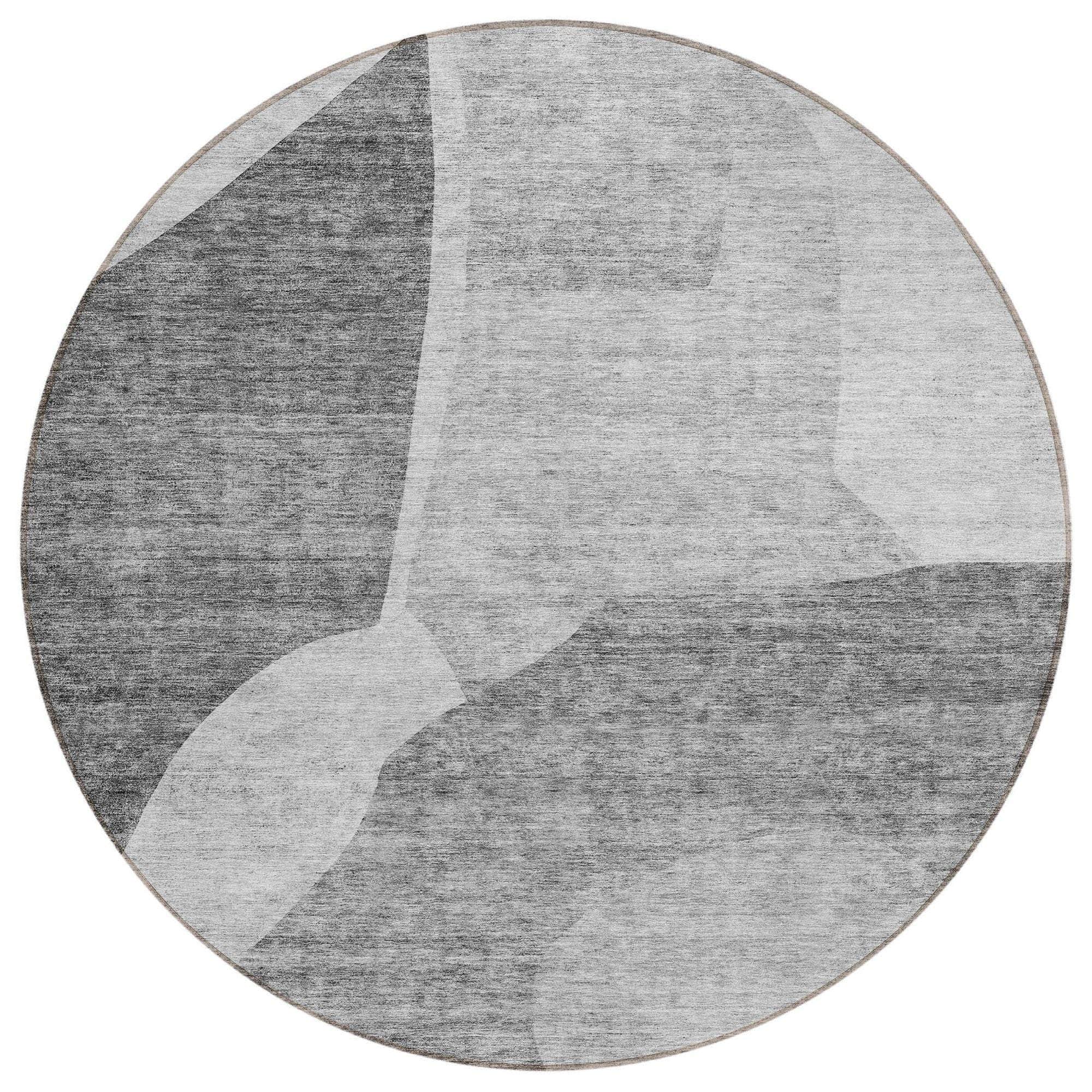 Machine Washable Silver Gray Rug - Indoor / Outdoor - Kids / Pet Friendly Abstract Print Rug
