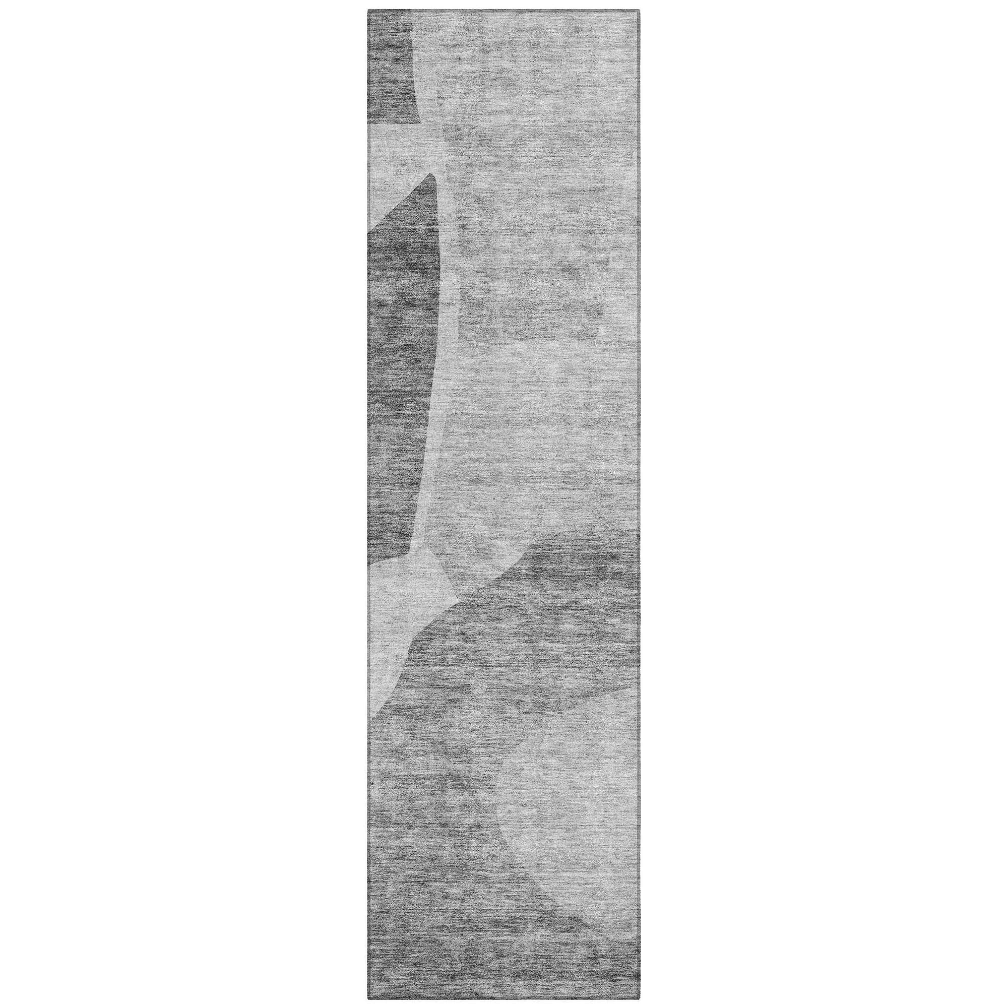 Machine Washable Silver Gray Rug - Indoor / Outdoor - Kids / Pet Friendly Abstract Print Rug