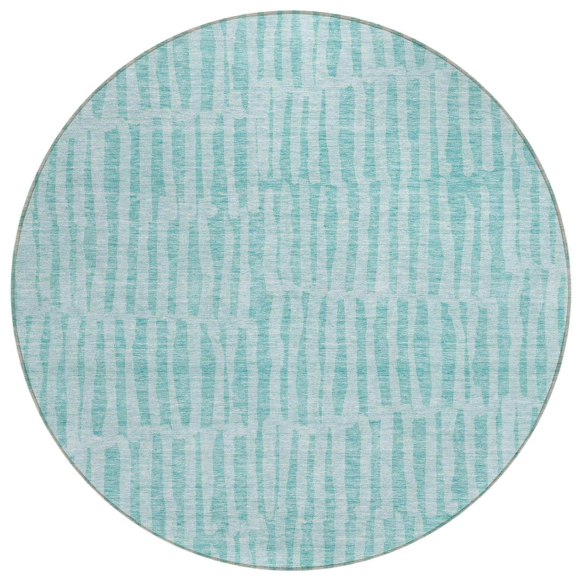 Machine Washable Teal Rug - Indoor / Outdoor - Kids / Pet Friendly Striped Print Rug