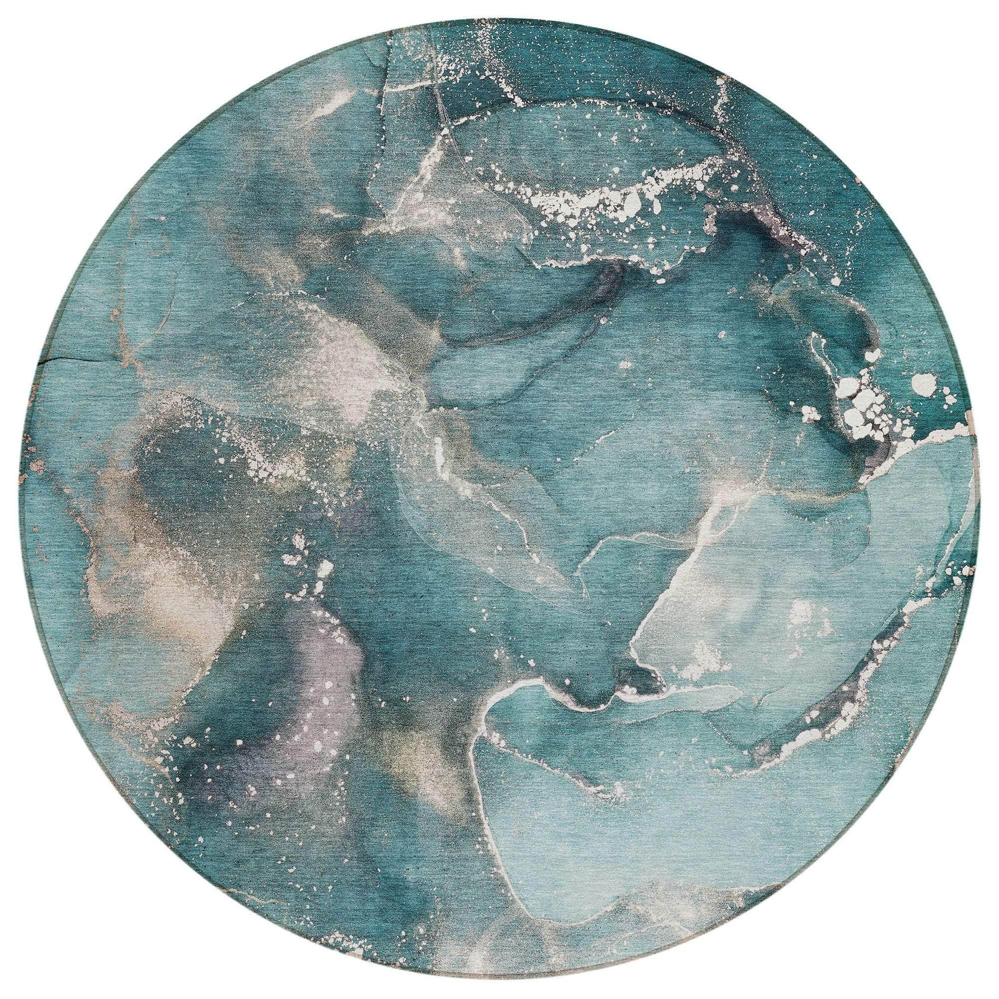 Machine Made ACN518 Teal  Rugs #color_teal 