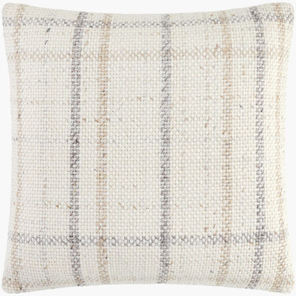 Amaya Woven Stripe Throw Pillow – Ivory & Grey - Square #_shape=Square