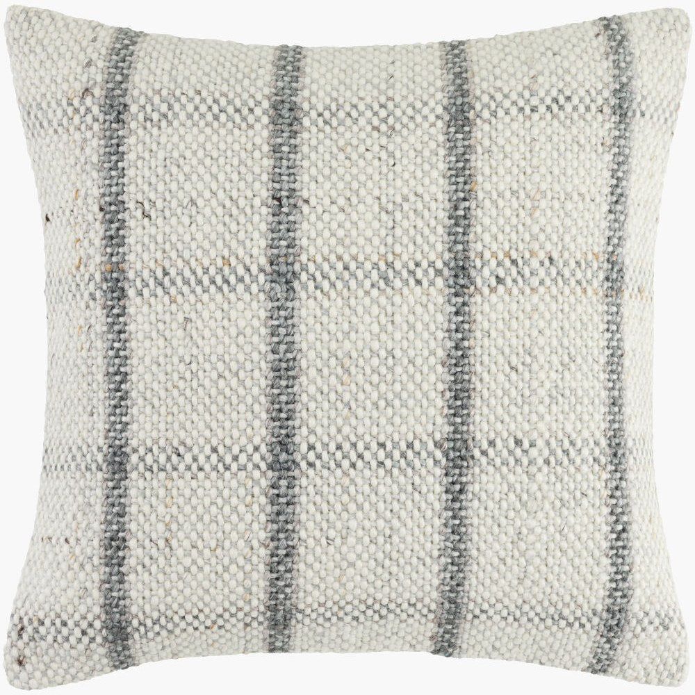 Amaya Woven Stripe Throw Pillow – Ivory & Slate - Square #_shape=Square