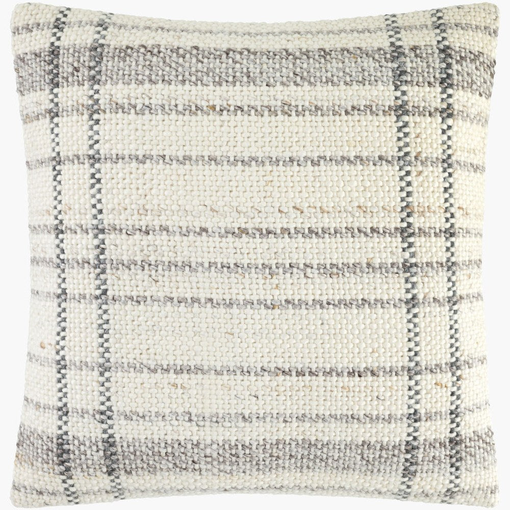 Amaya Woven Stripe Throw Pillow – Cream & Grey - Square #_shape=Square