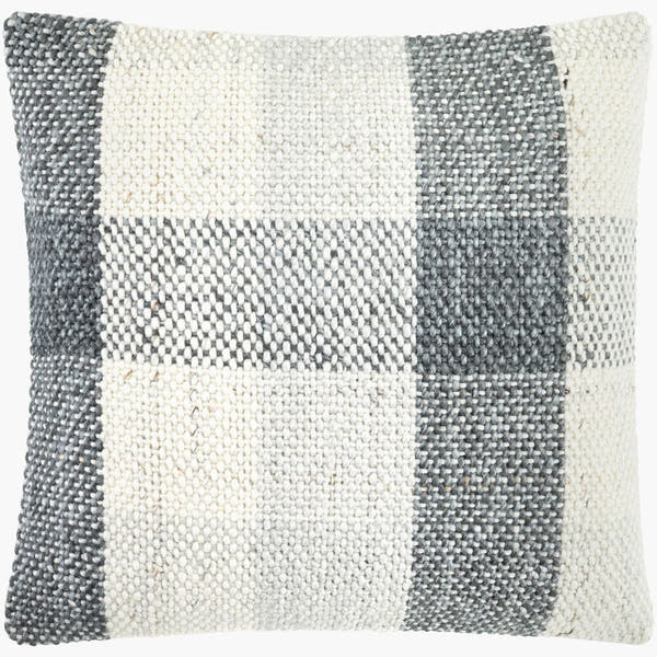 Amaya Woven Stripe Throw Pillow – Charcoal & Cream - Square #_shape=Square