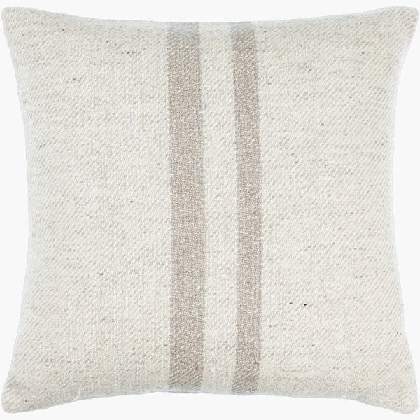 Brett Grain Sack Stripe Throw Pillow – Ivory & Sandstone - Square #_shape=Square