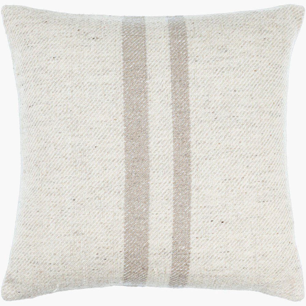 Brett Grain Sack Stripe Throw Pillow – Ivory & Sandstone - Square #_shape=Square