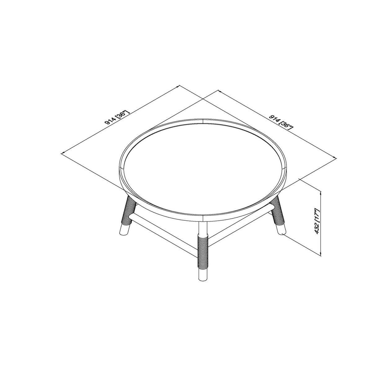 Esmarca Coffee Table - linedrawing