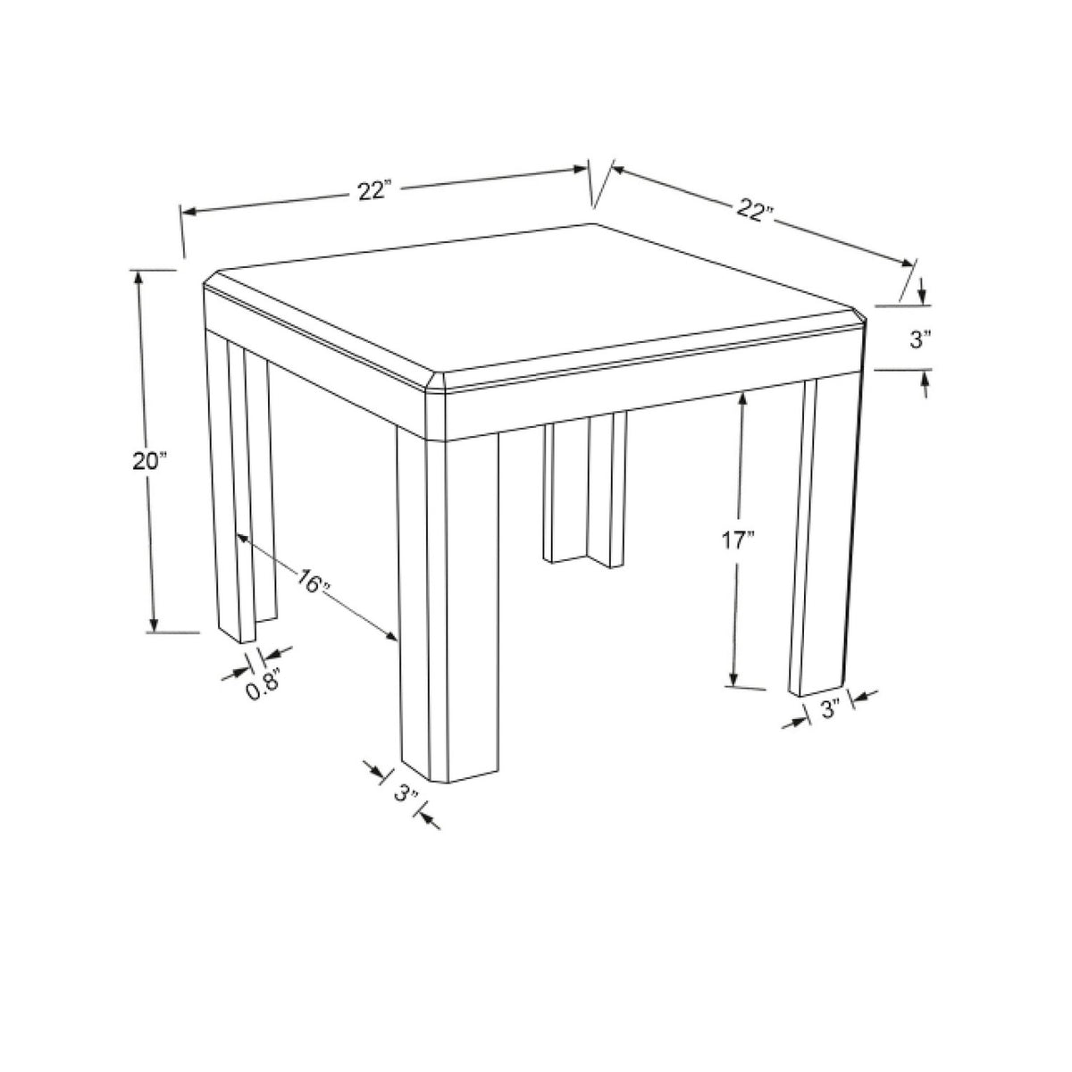 Loro End Table - linedrawing