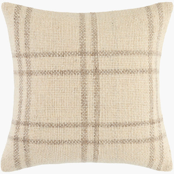 Ladera Woven Plaid Throw Pillow – Cream & Taupe - Square #_shape=Square